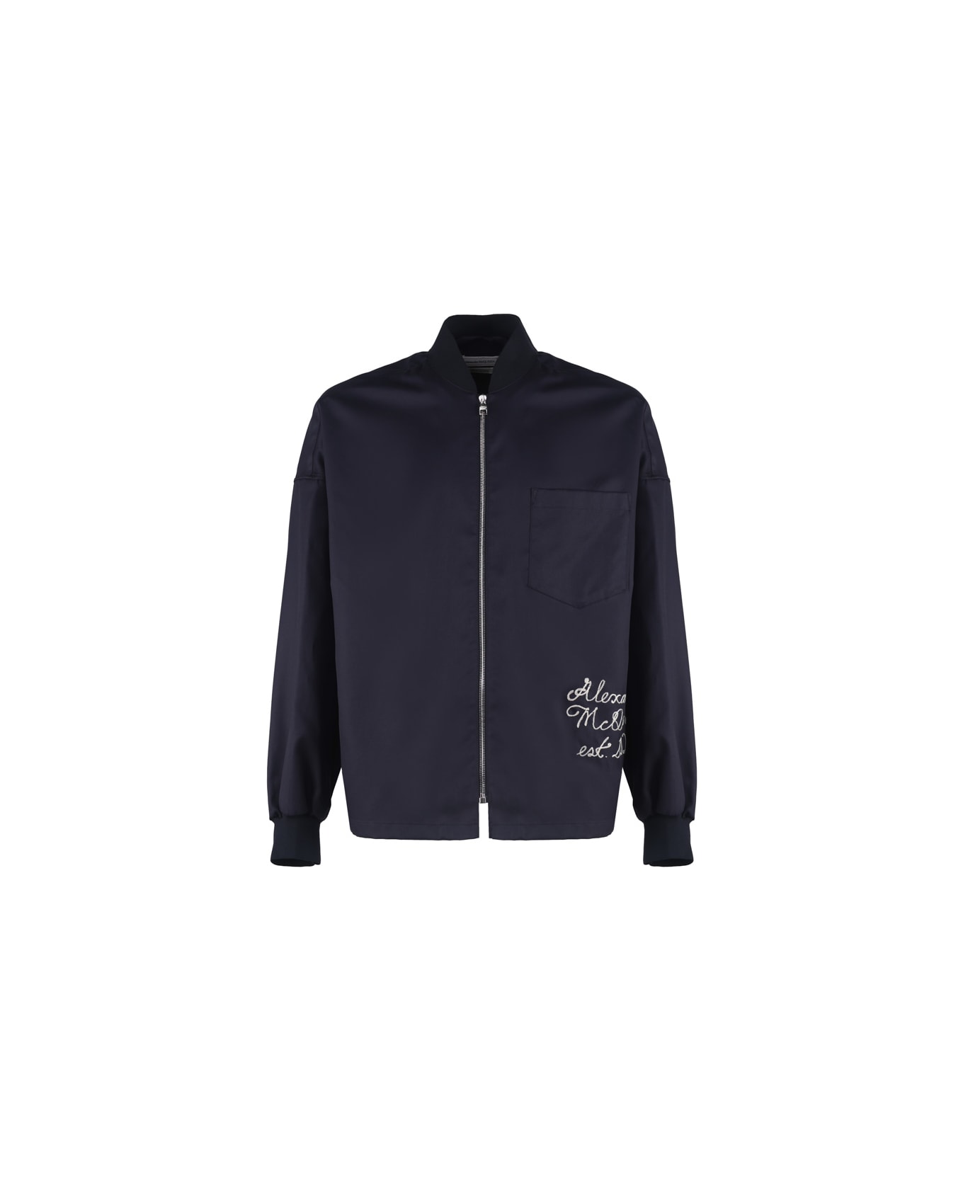 Alexander McQueen Bomber Jacket With Embroidery - Navy シャツ