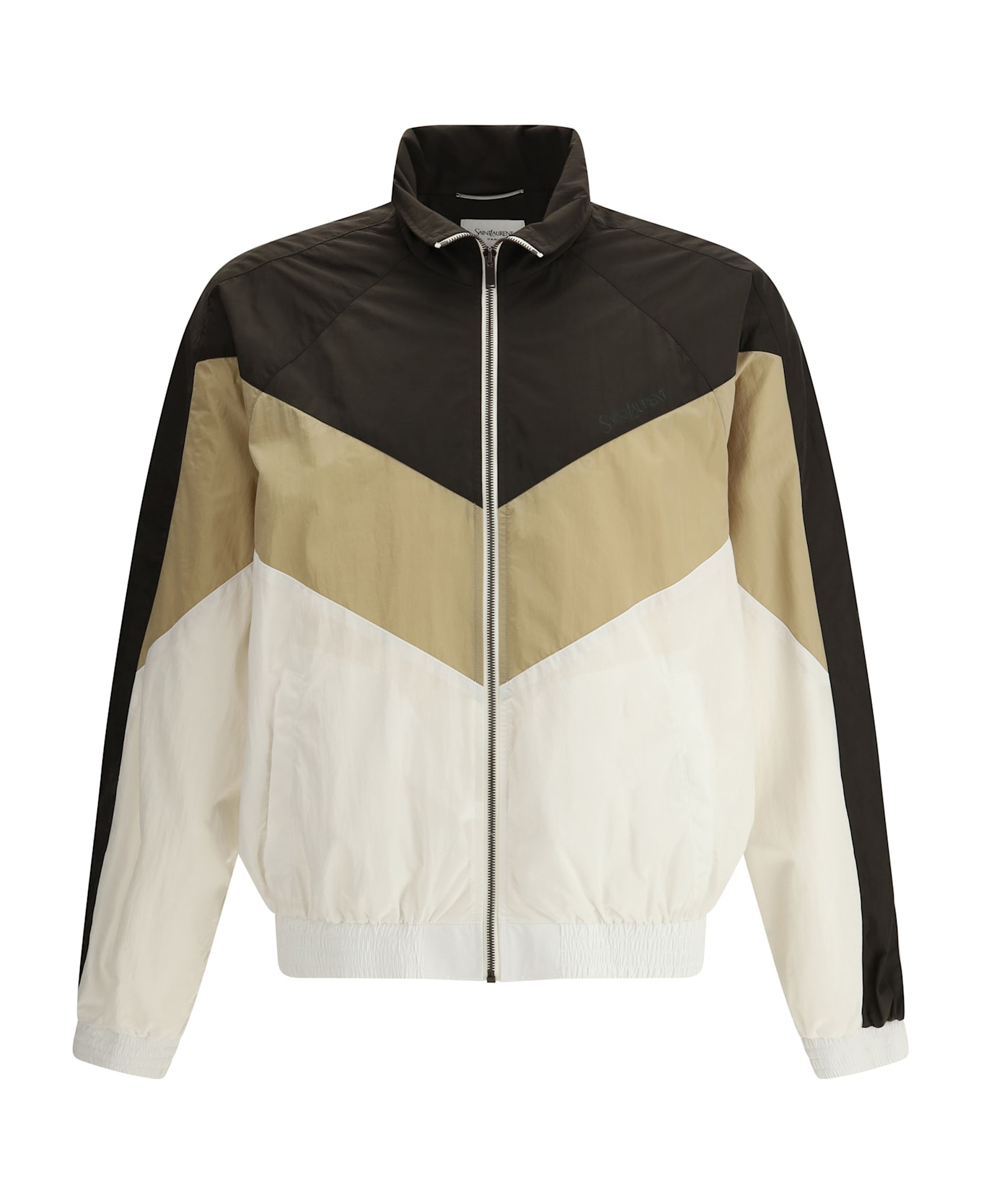 Saint Laurent Veste De Sport Decou Jacket - Marron Ebene/ecru/be