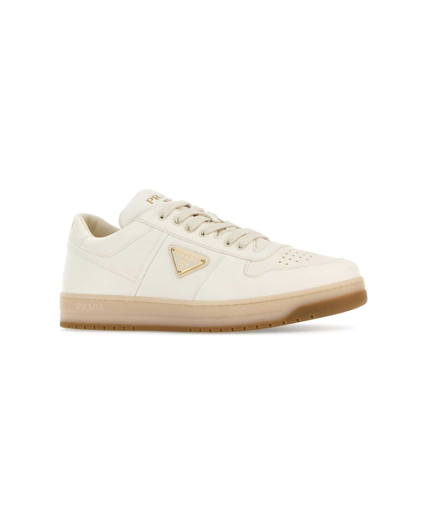 Prada Ivory Nappa Leather Downtown Sneakers - AVORIO