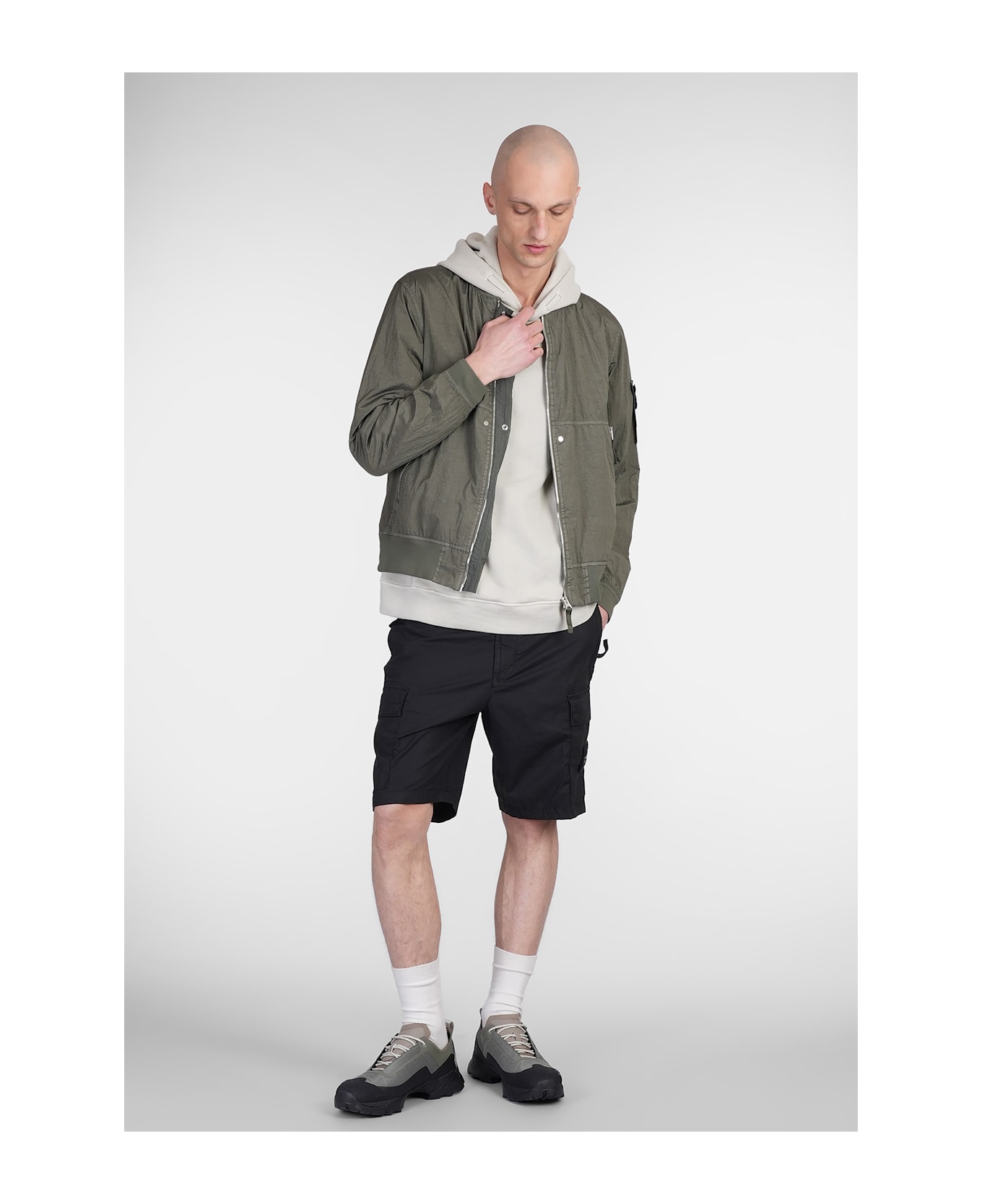 Bomber Jacket In Green Polyamide - Thumbnail 3
