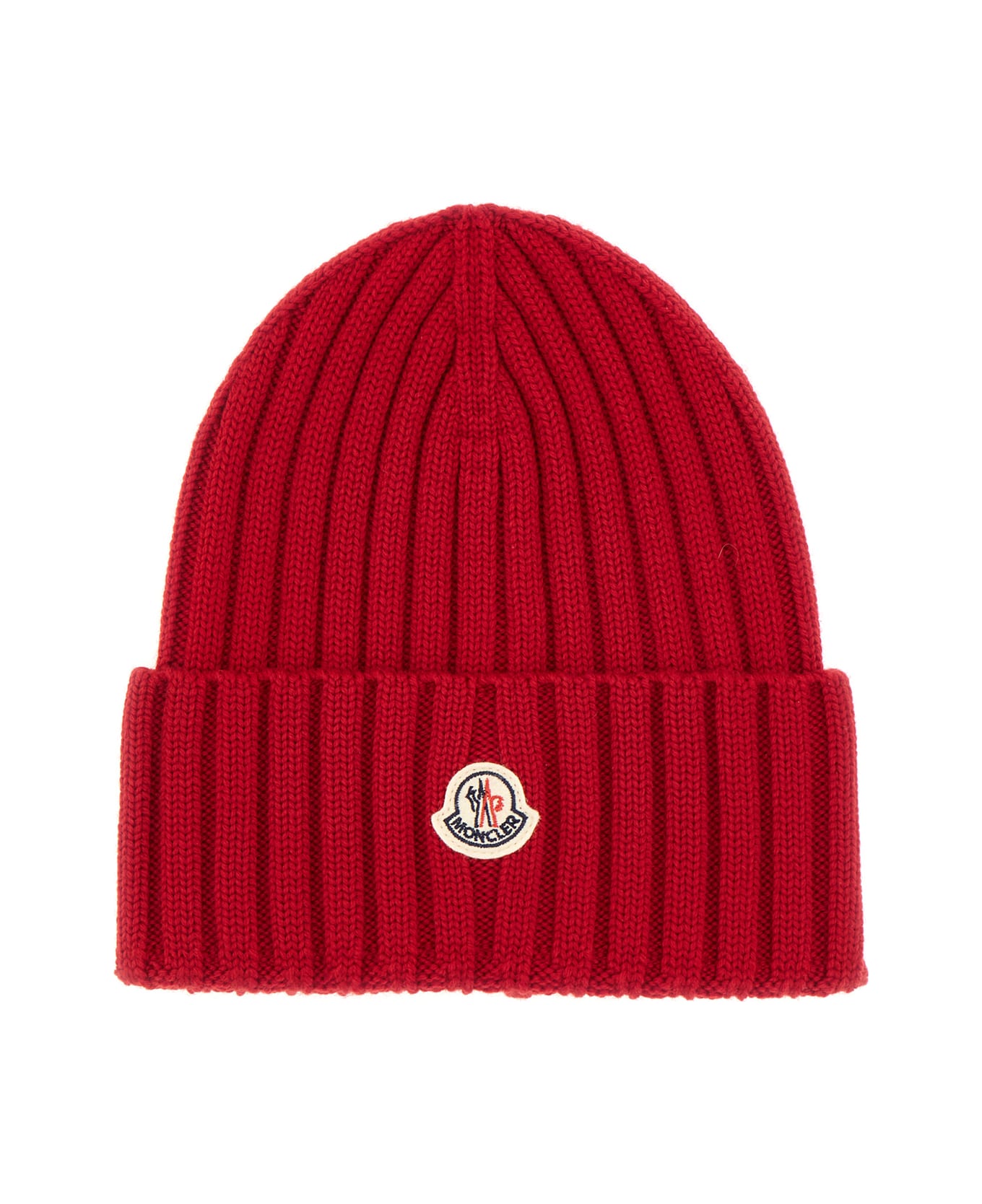 Moncler Red Wool Beanie Hat - BORDEAUX
