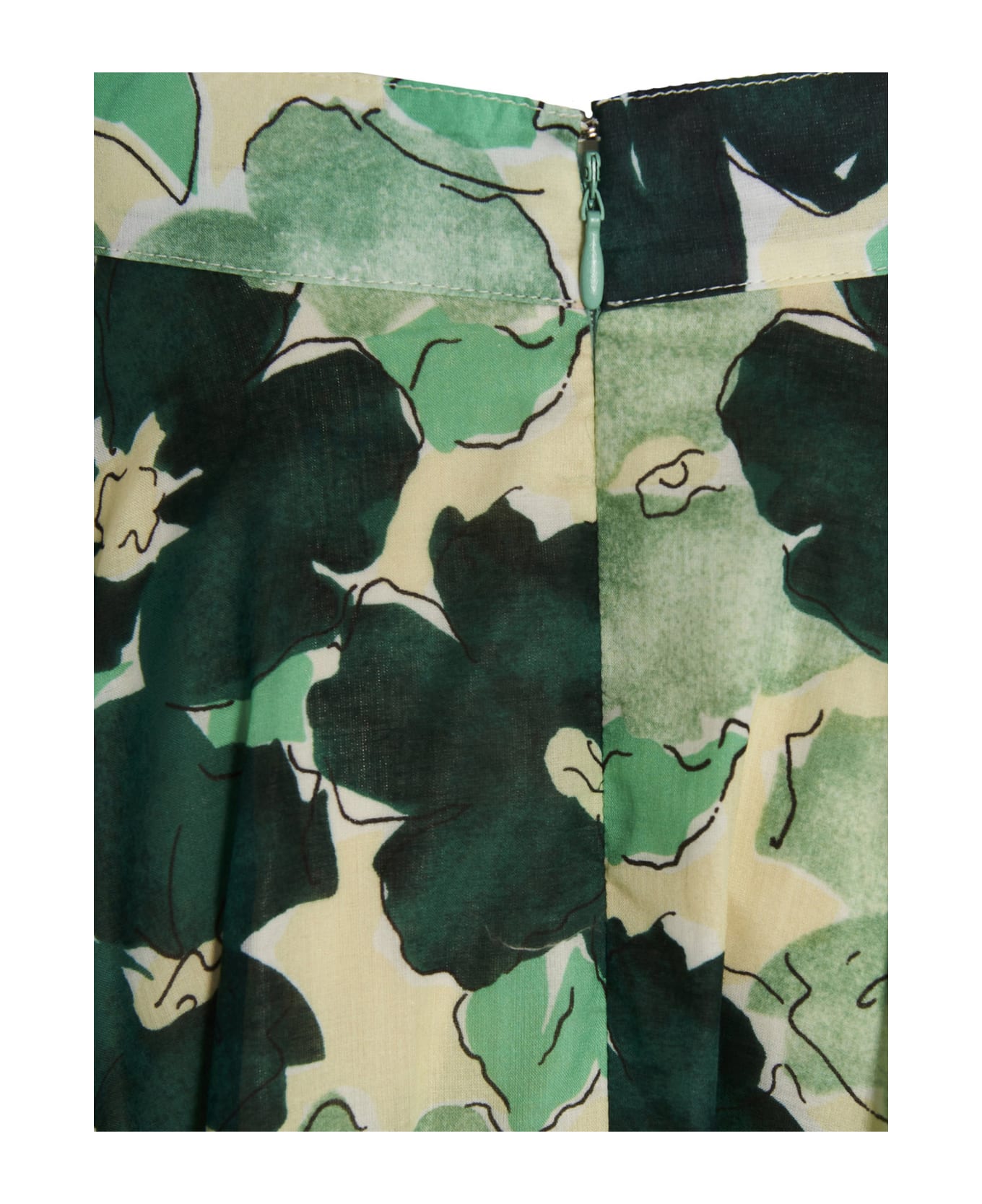 Plan C Flower Long Skirt - Menta Verde