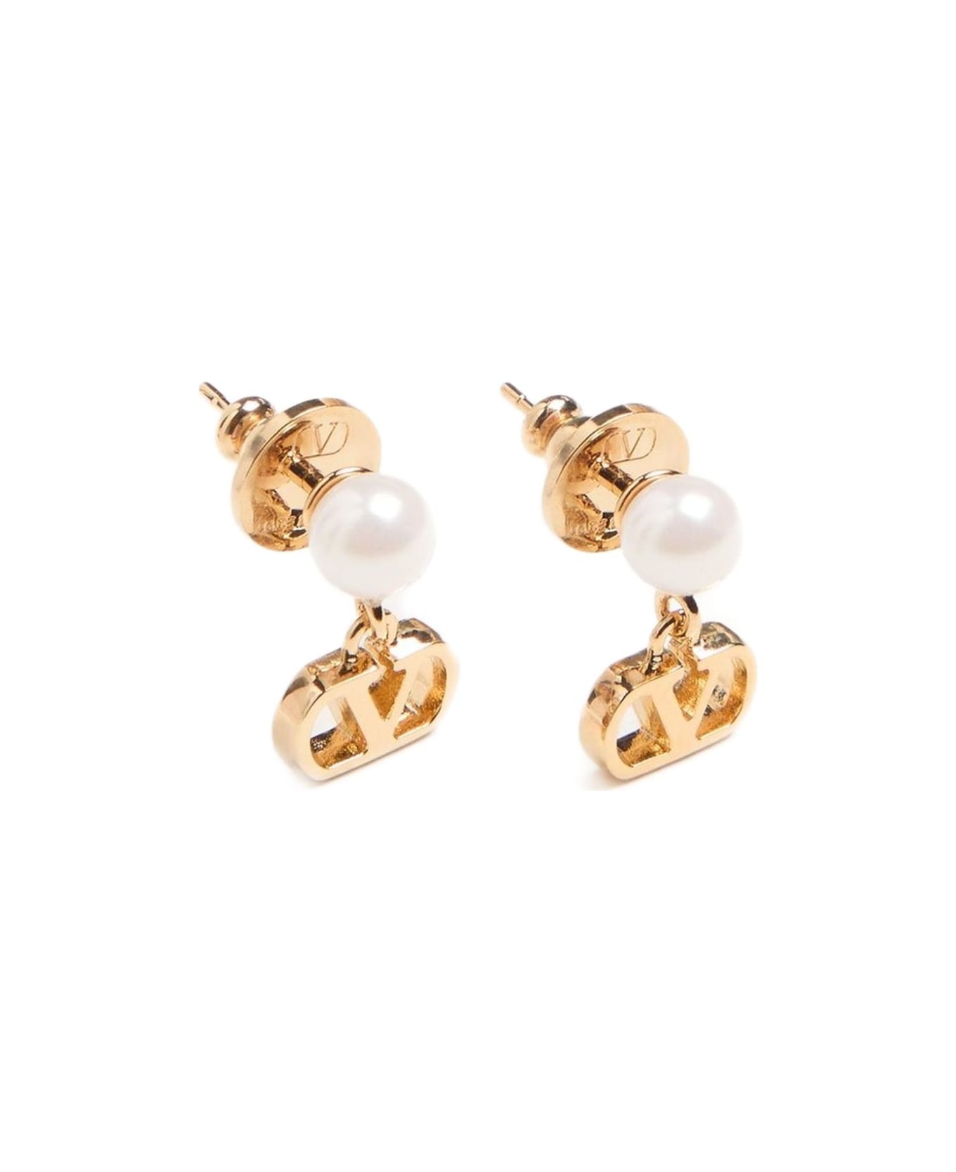 Valentino Garavani Vlogo Pearls Earrings - Golden