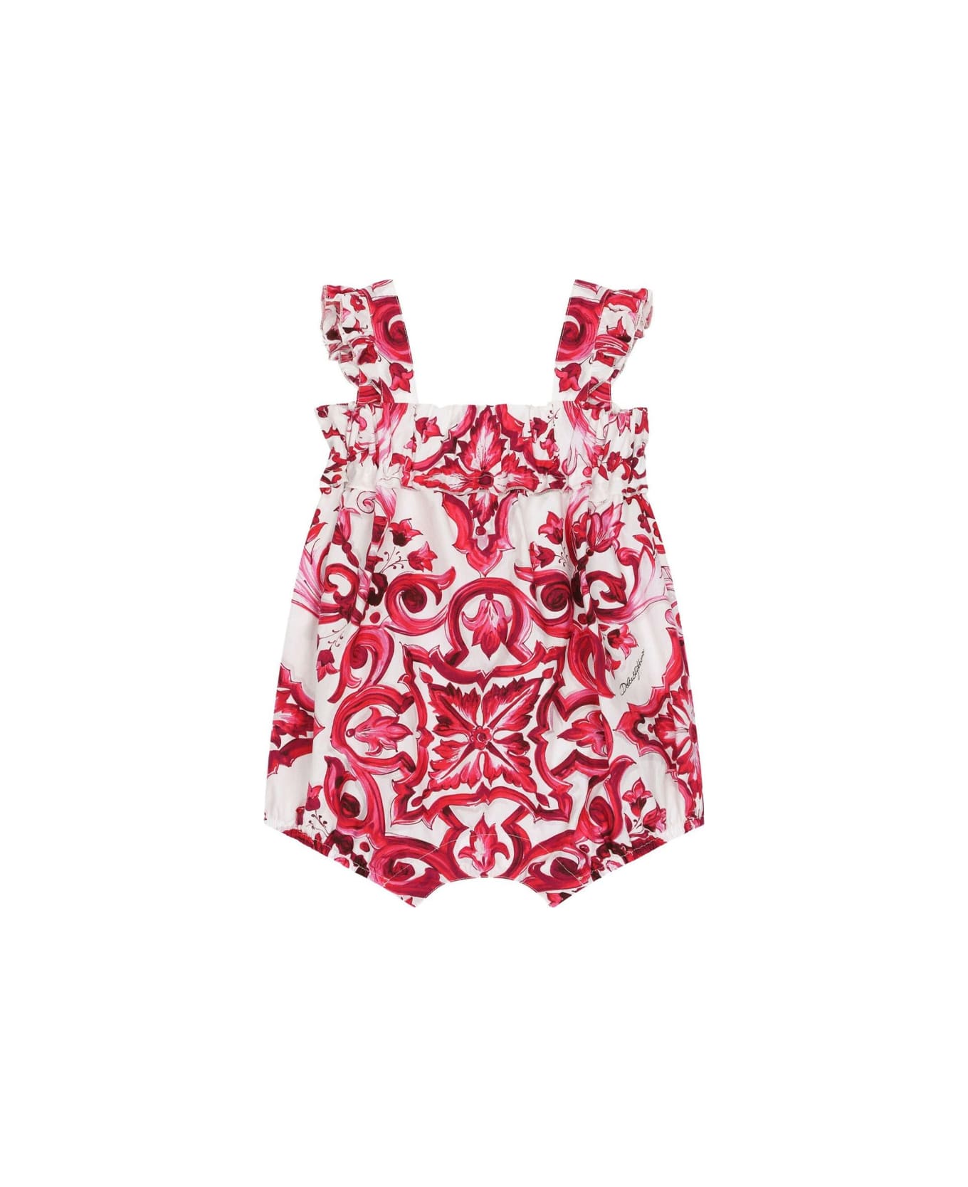 Dolce & Gabbana Romper With Fuchsia Majolica Print - Pink ボディスーツ＆セットアップ