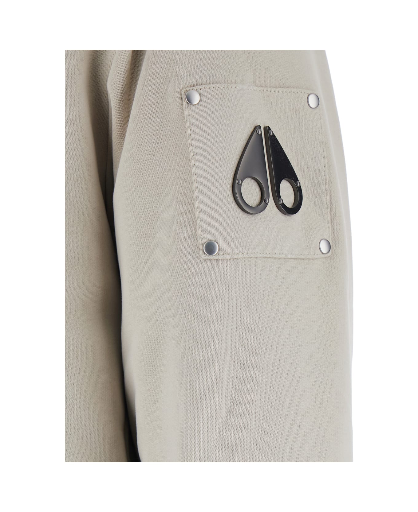 Moose Knuckles Beige Sweatshirt With Drawstring Hood In Cotton Blend Man - Beige