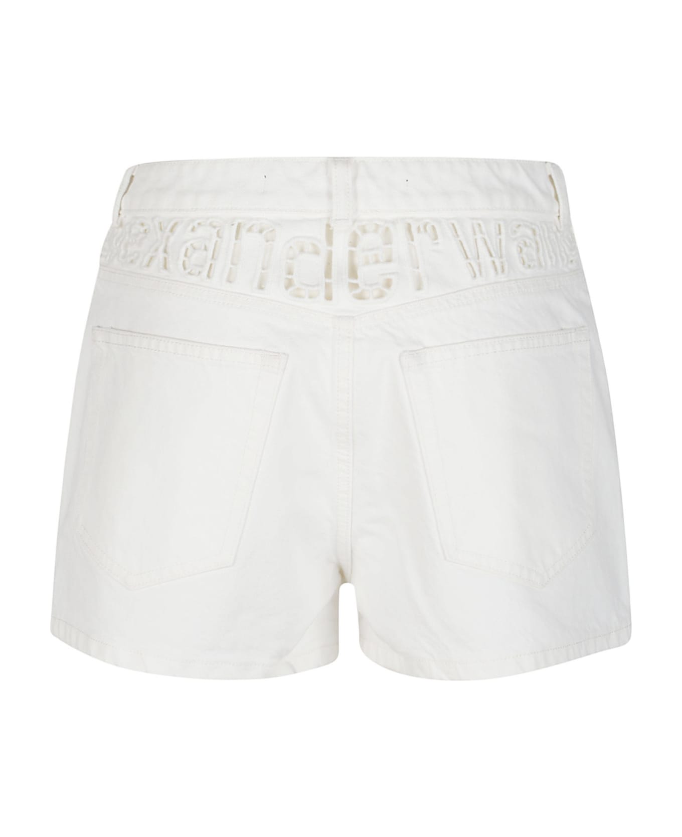 Alexander Wang High Rise Logo Cut Out Embroidery Short - Vintage White ショートパンツ