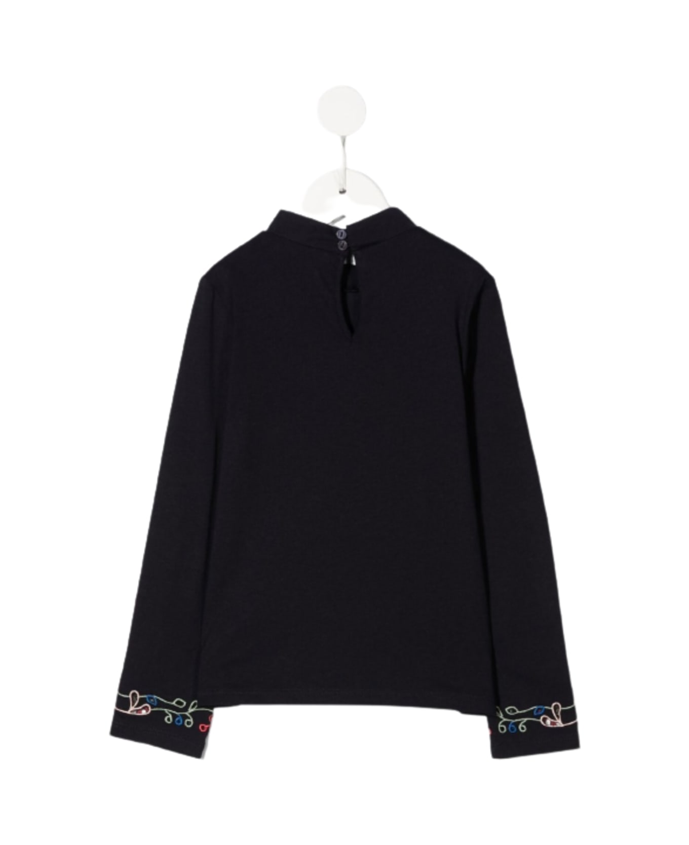Chloé Long-sleeved T-shirt With Multicolor Embroidered Inserts Chloé Kids Girl - Blu