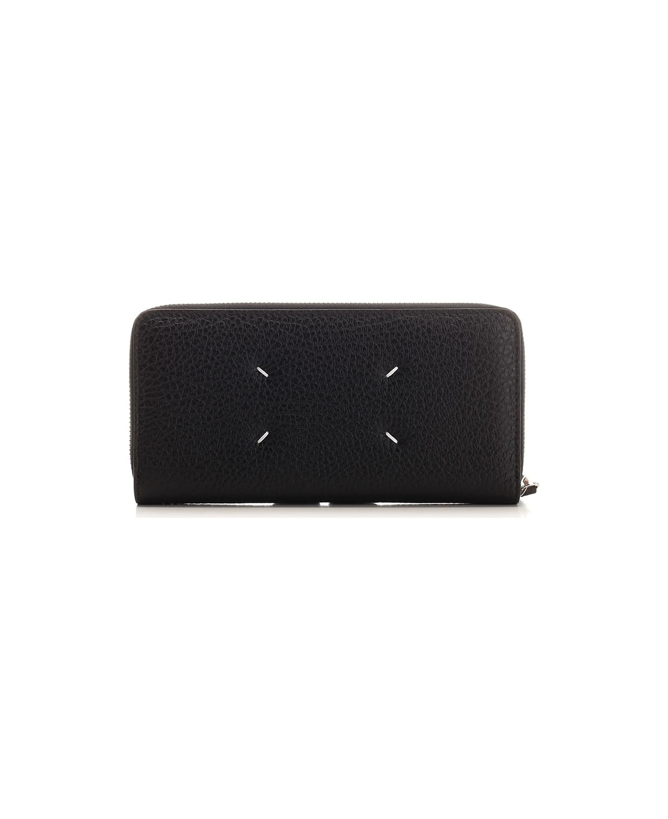 Maison Margiela "four Stitches" Zip Around Wallet - Black