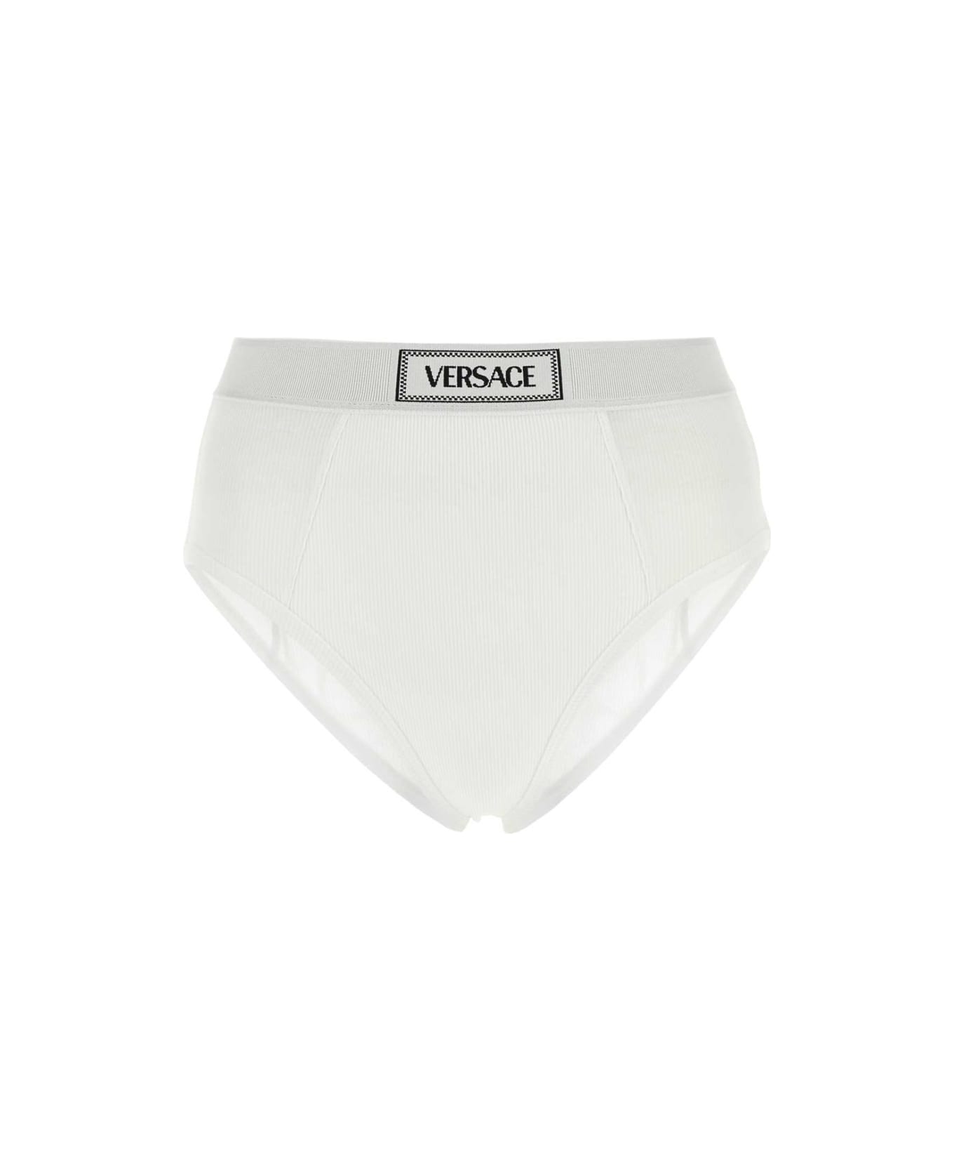 Versace Cotton Slip - WHITE (White) ショーツ
