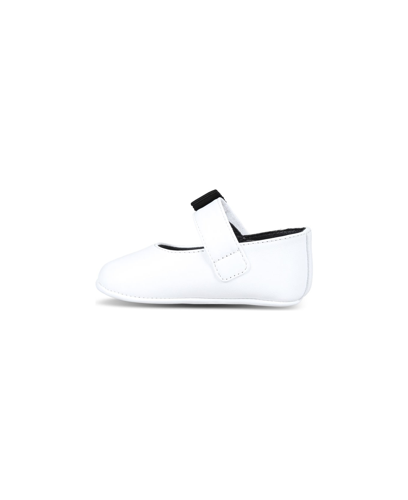 Moschino White Ballet Flats For Baby Girl With Heart - White