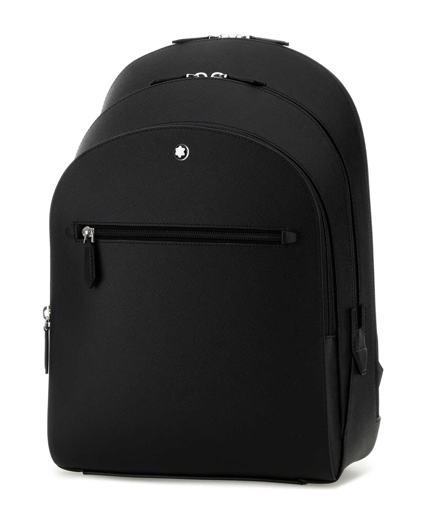 Montblanc Black Leather Backpack - 000