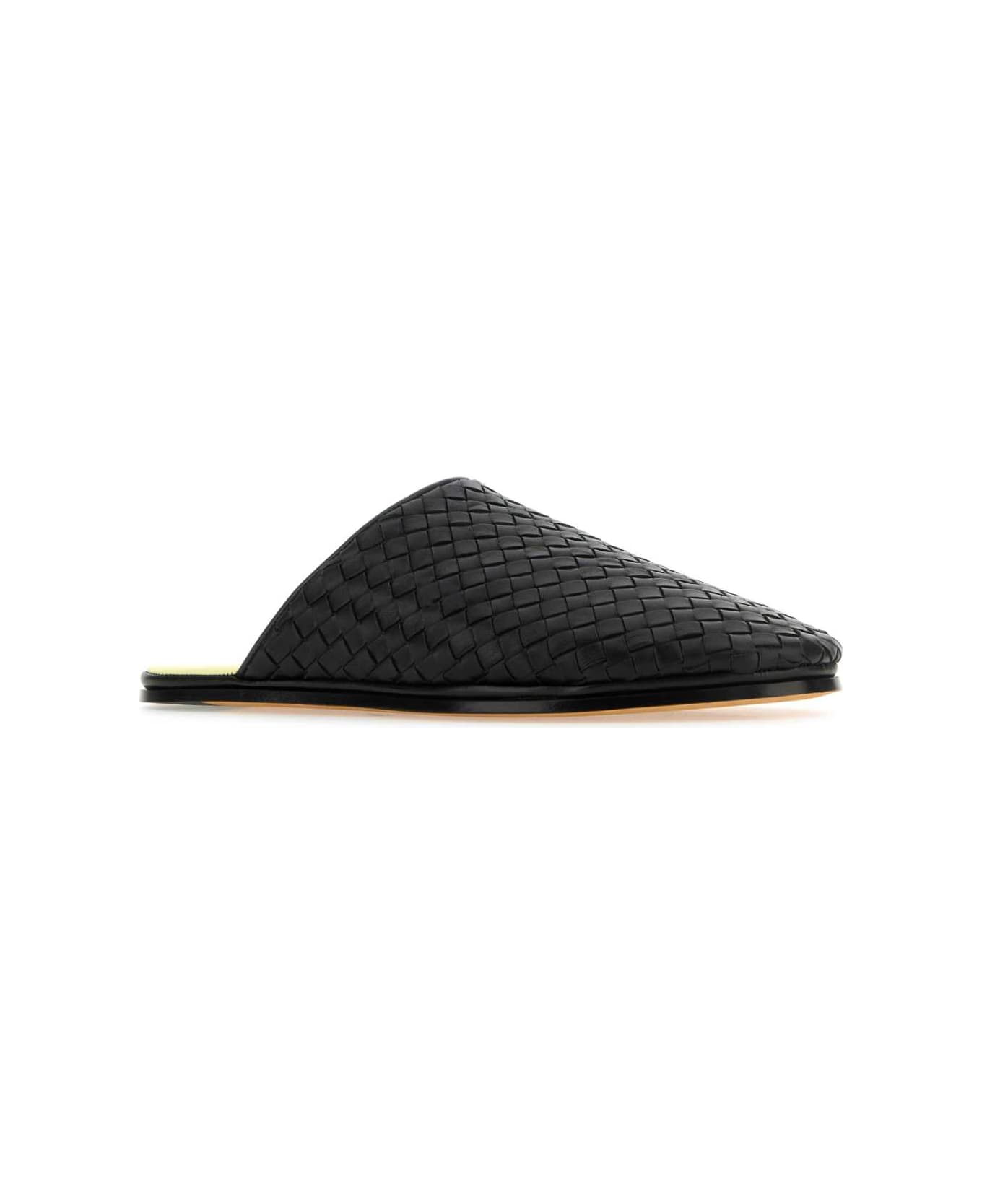 Bottega Veneta Black Nappa Leather Slippers - BLACKPINEAPPLE