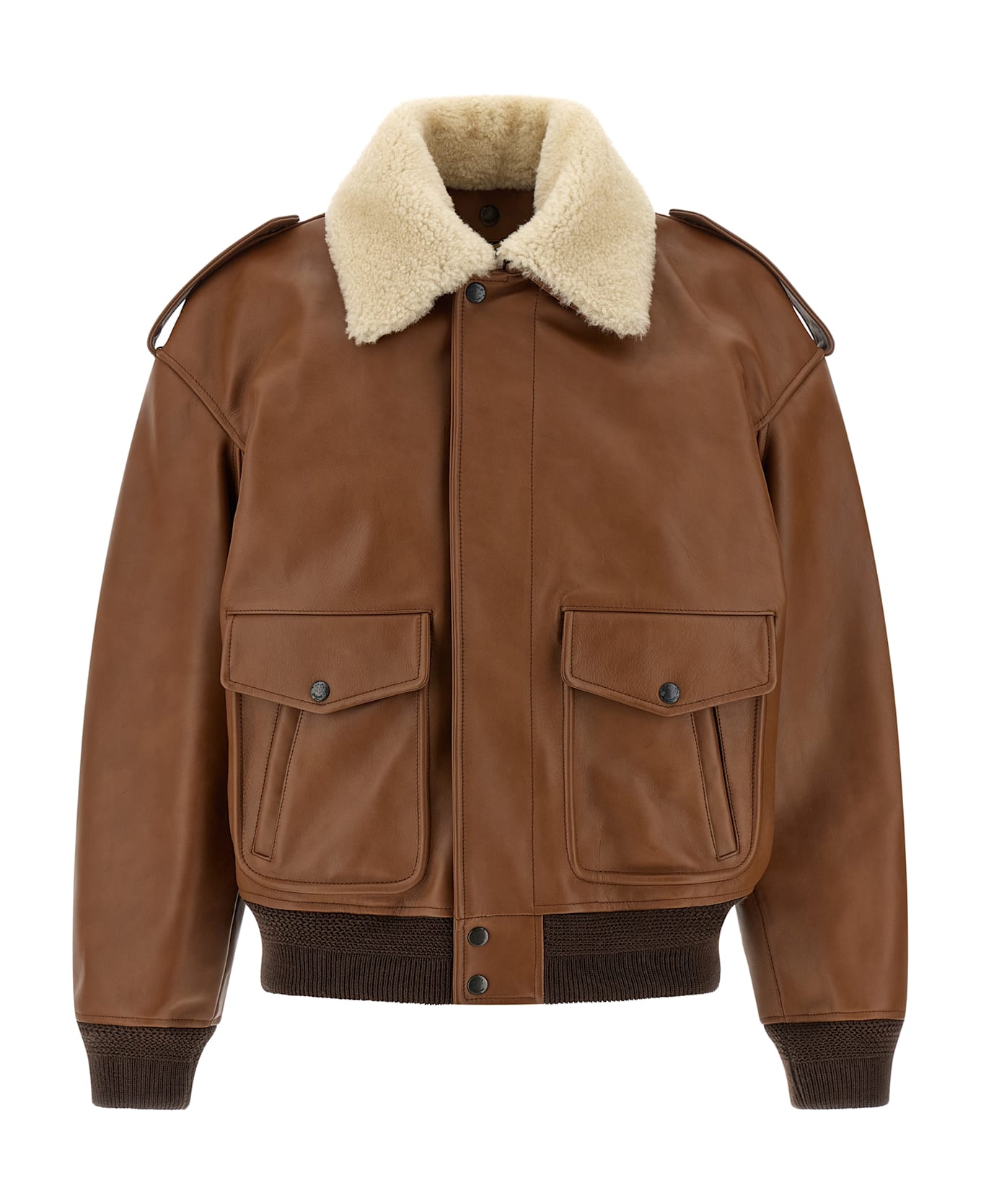 Saint Laurent Aviator Bomber Jacket - Brown