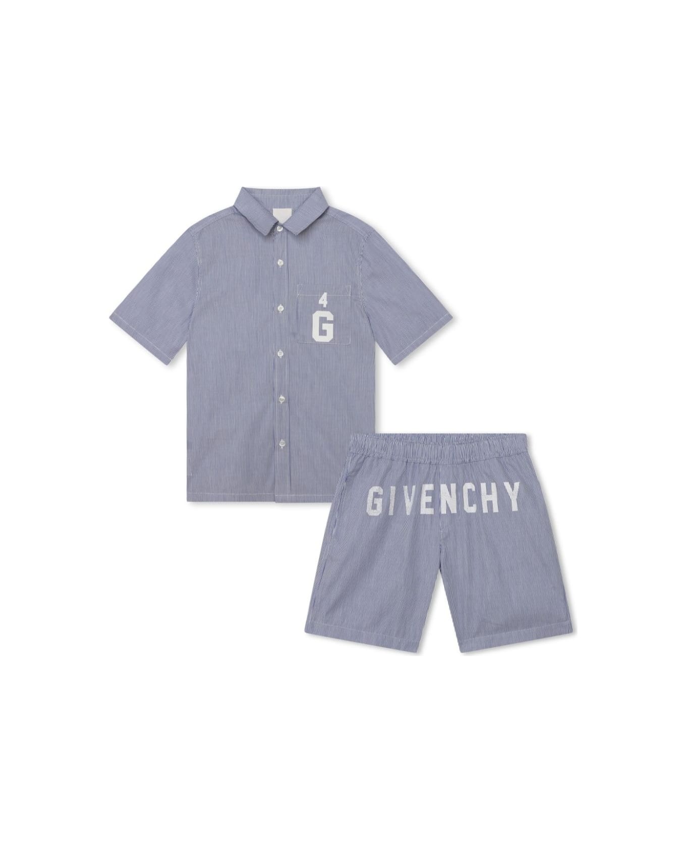 Givenchy Striped Set With Givenchy 4g Logo - Blue