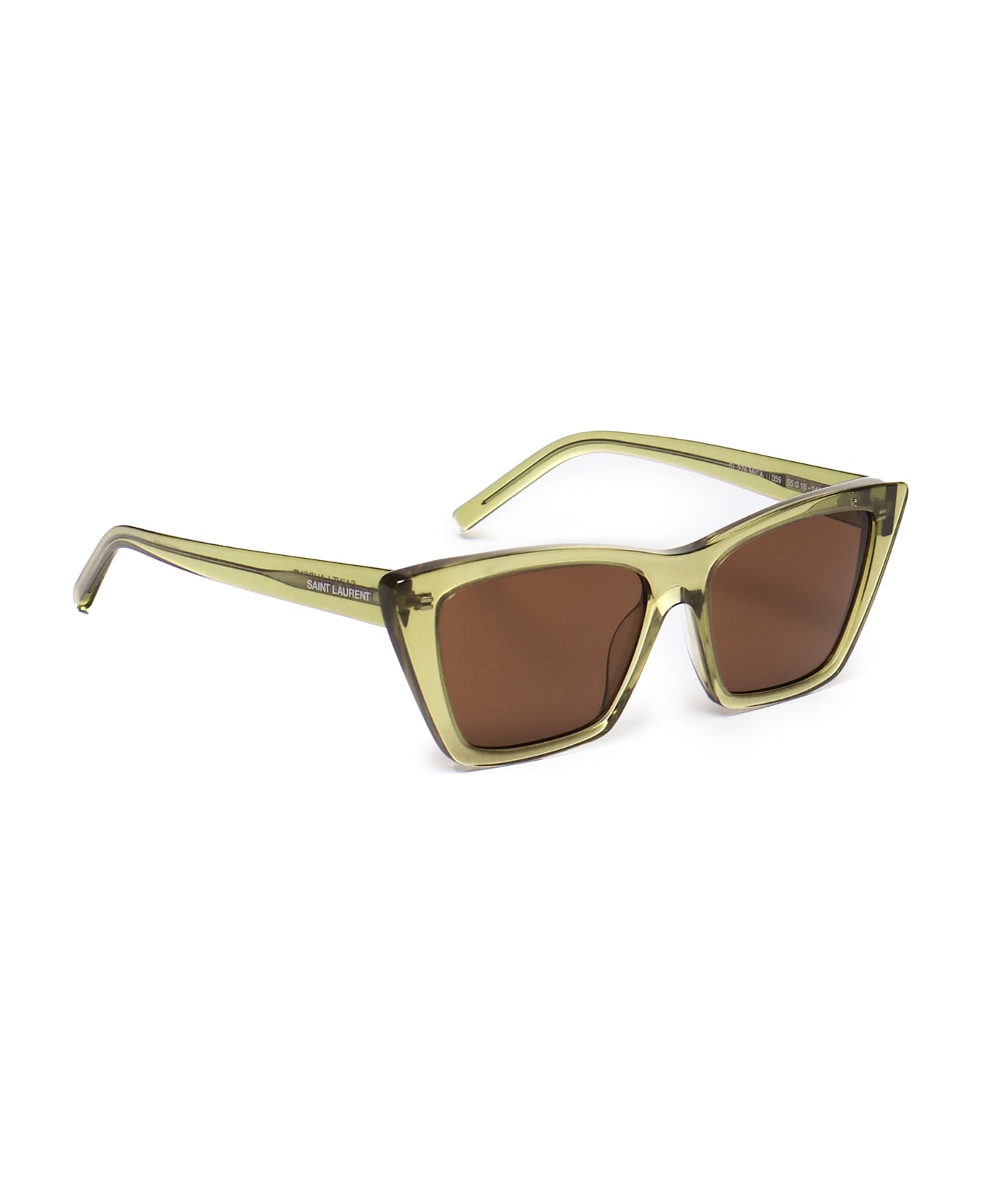 Saint Laurent Sunglasses With Cat-eye Frame In Nylon - GREEN GREEN BROWN サングラス