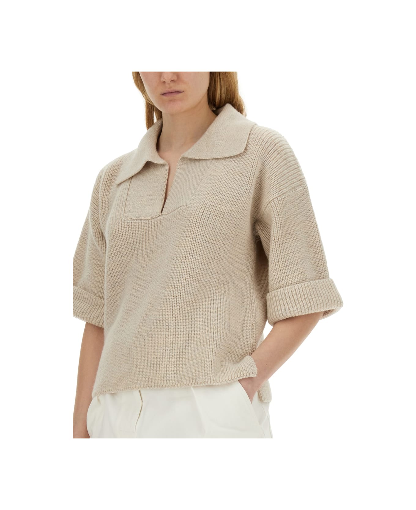 Margaret Howell Knitted T-shirt - BEIGE