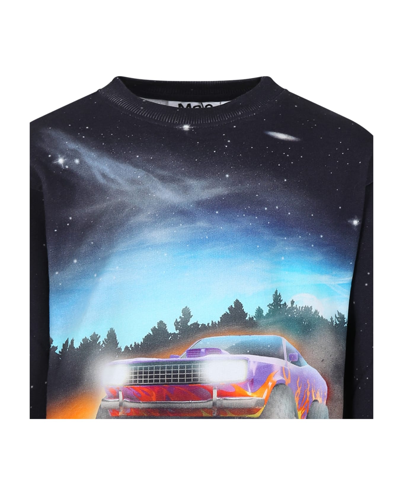 Molo Black Sweatshirt For Boy With Car Print - Black