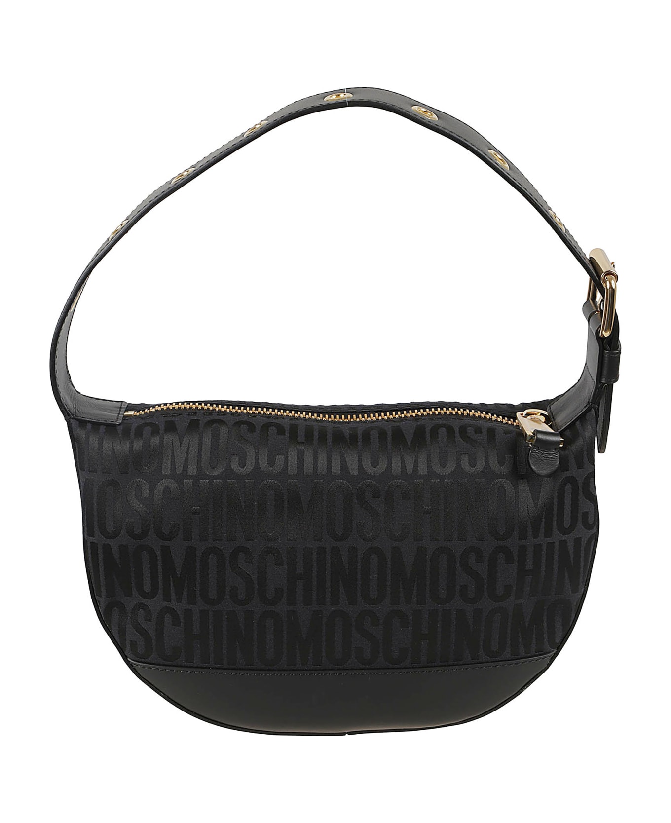 Moschino Jacquard Logo Shoulder Bag - Black