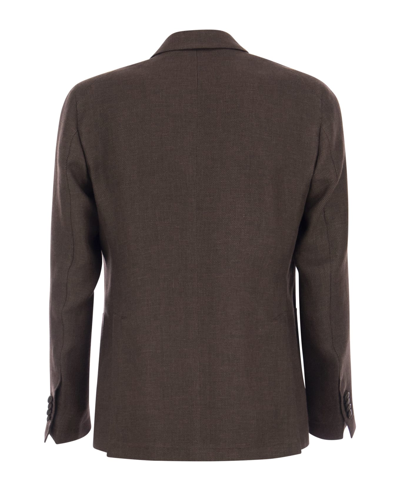 Tagliatore Double-breasted Jacket In Wool And Linen - Brown