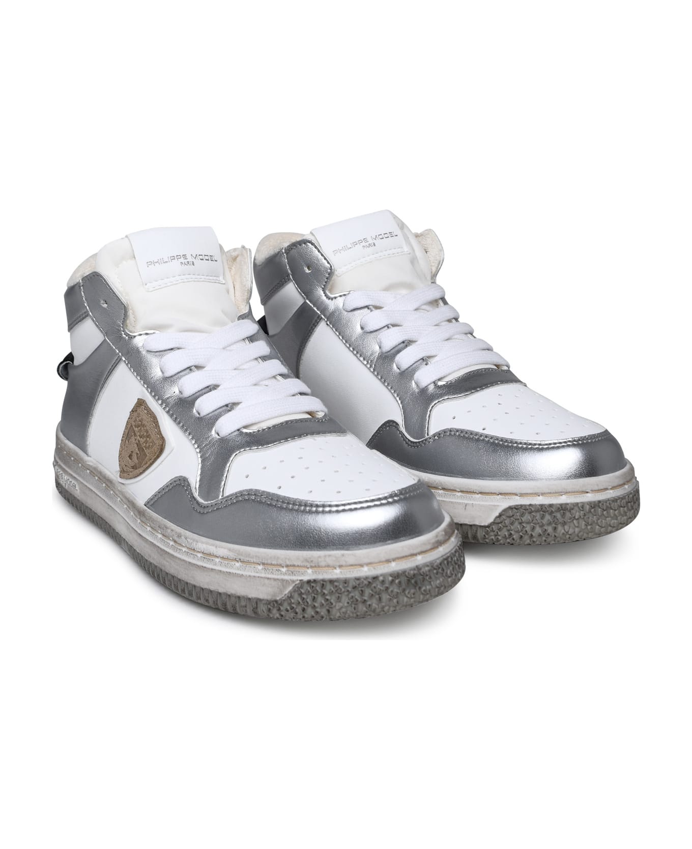 Philippe Model Lion Sneakers In Two-tone Polyurethane Blend - Silver