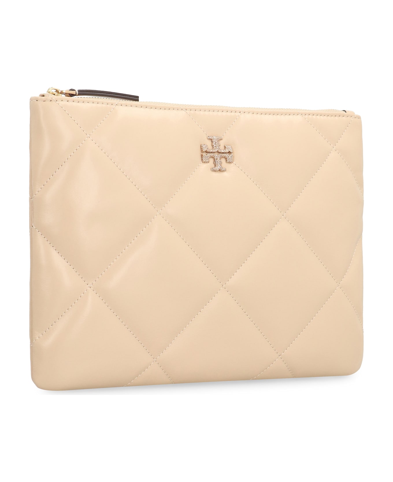 Tory Burch Kira Leather Clutch - panna
