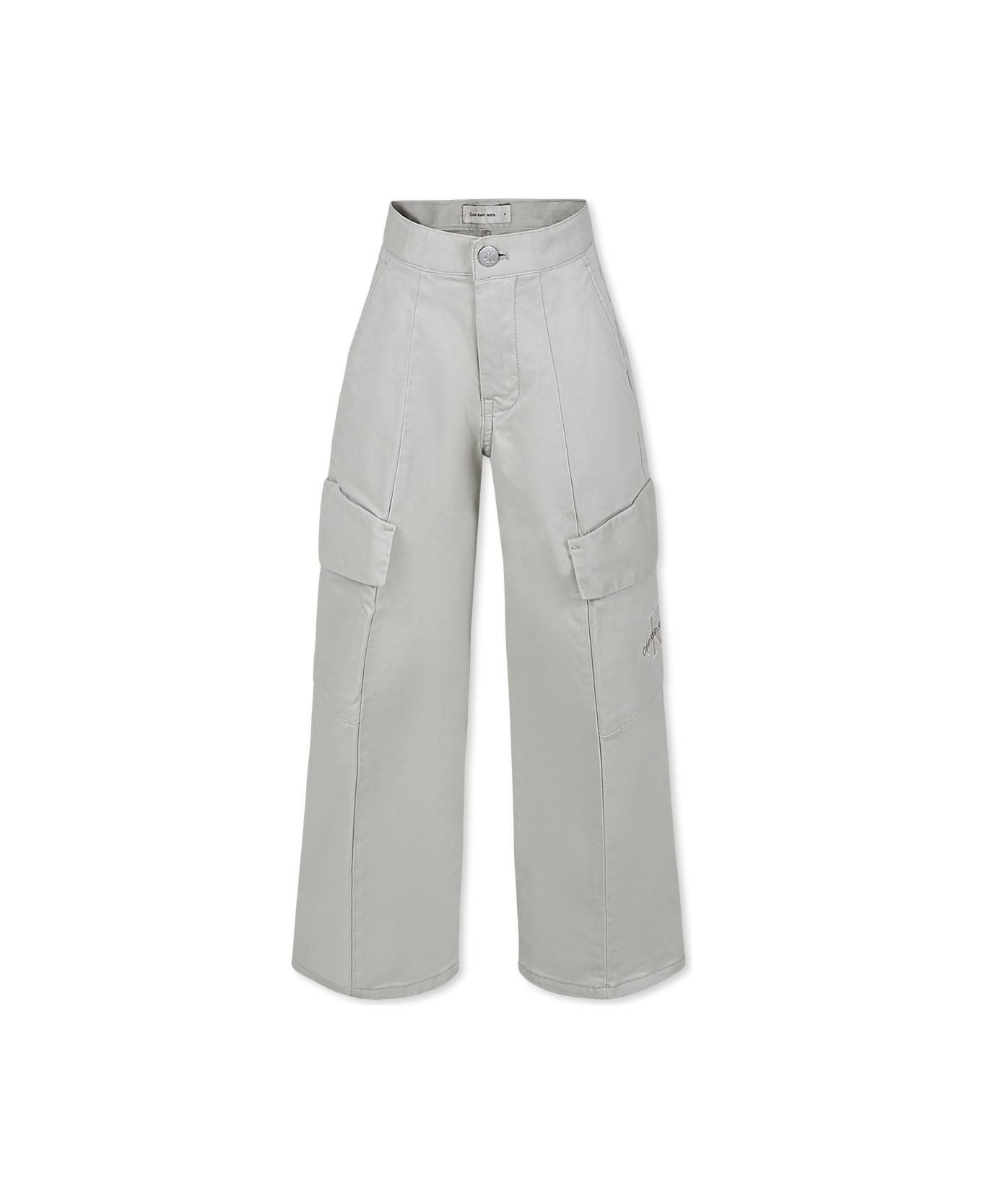 Calvin Klein Beige Trousers For Girl With Logo - Beige