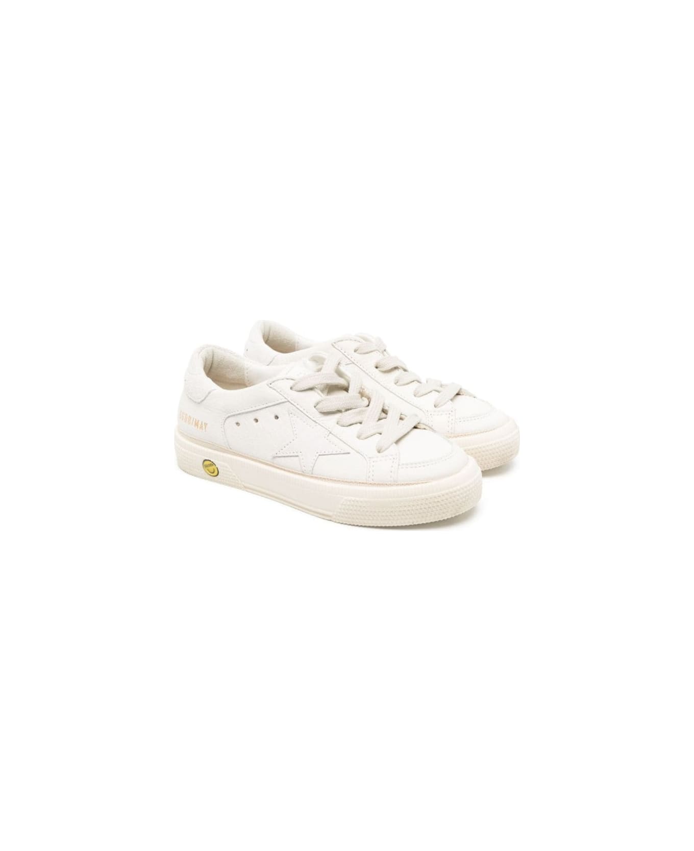 Golden Goose White Low Top Sneakers With Star Patch In Leather Boy - White