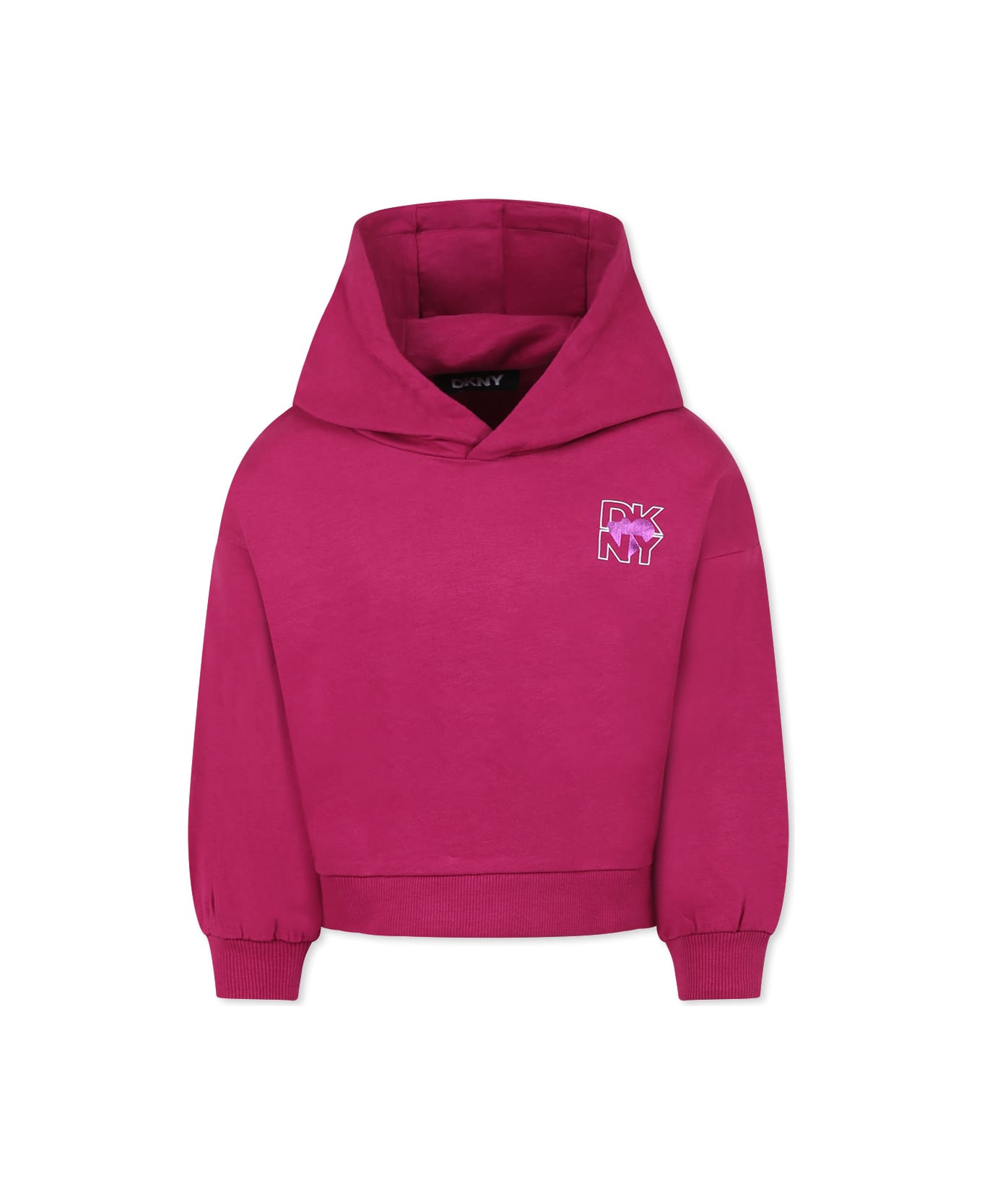 DKNY Fuchsia Sweatshirt For Girl With Logo - Fuchsia