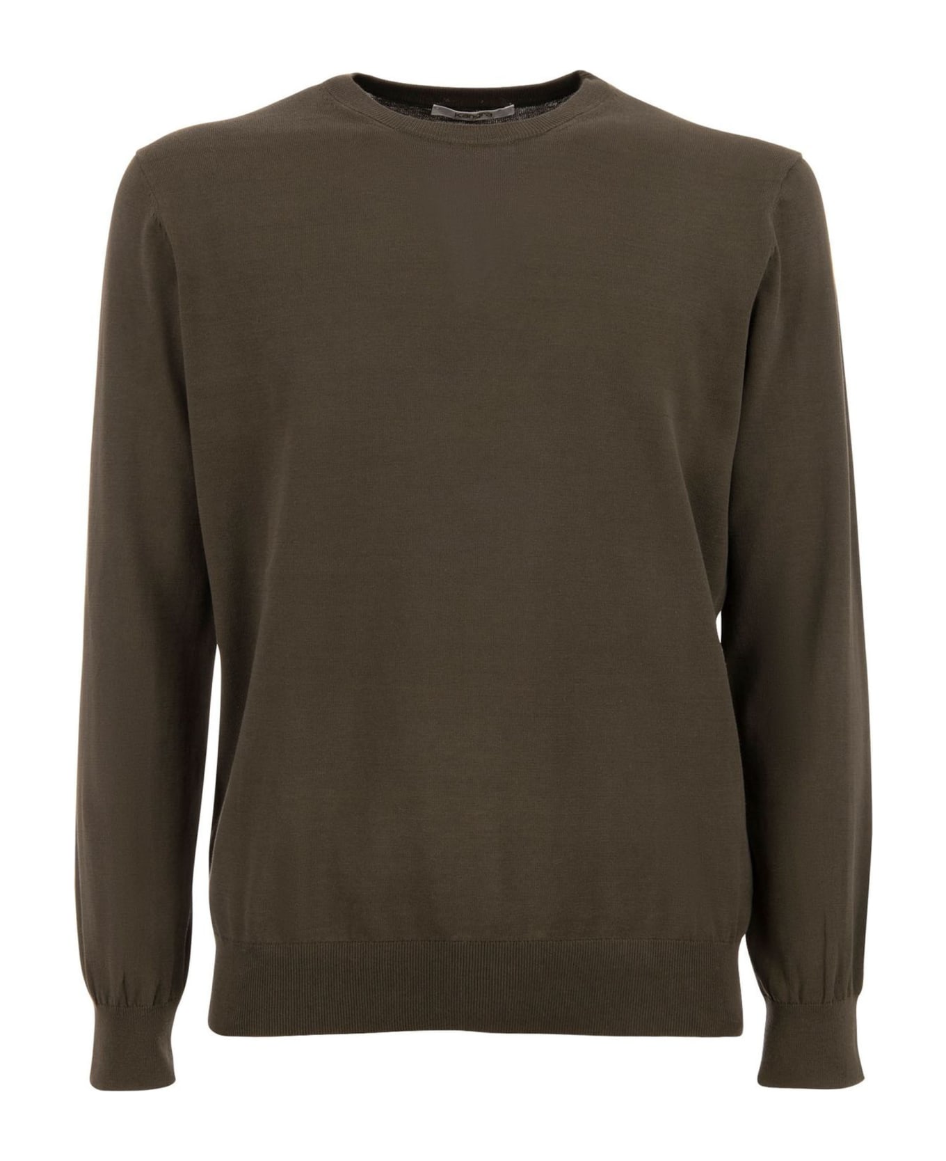 Kangra Brown Cotton Ribbed Sweater - Brown ニットウェア
