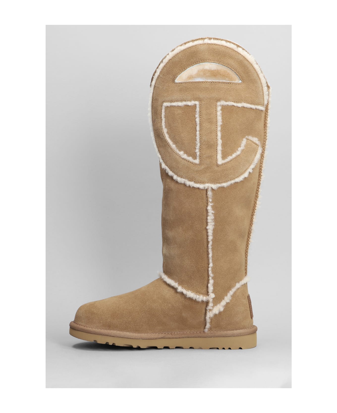 UGG Logo Tall Boot Low Heels Boots In Leather Color Suede - Brown