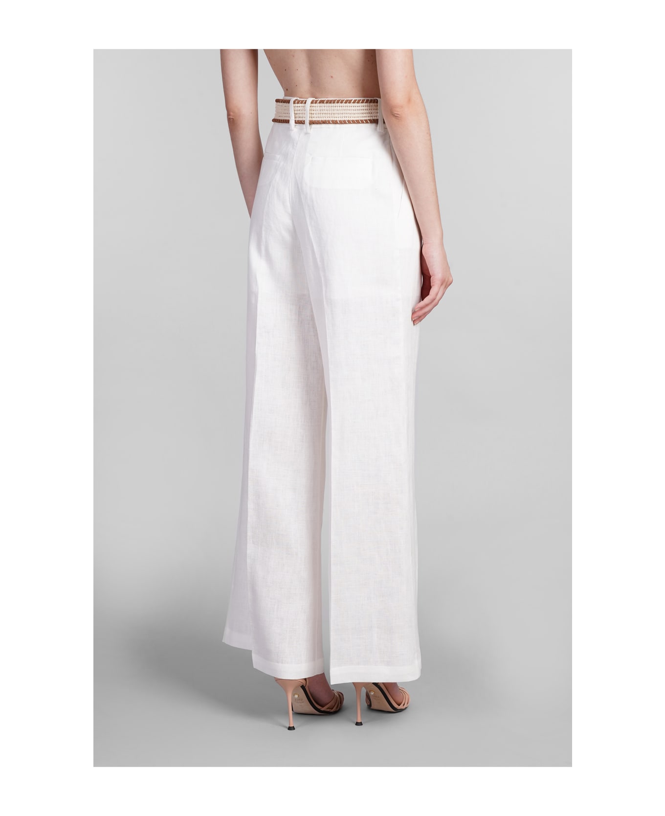 Zimmermann Pants In White Linen - white