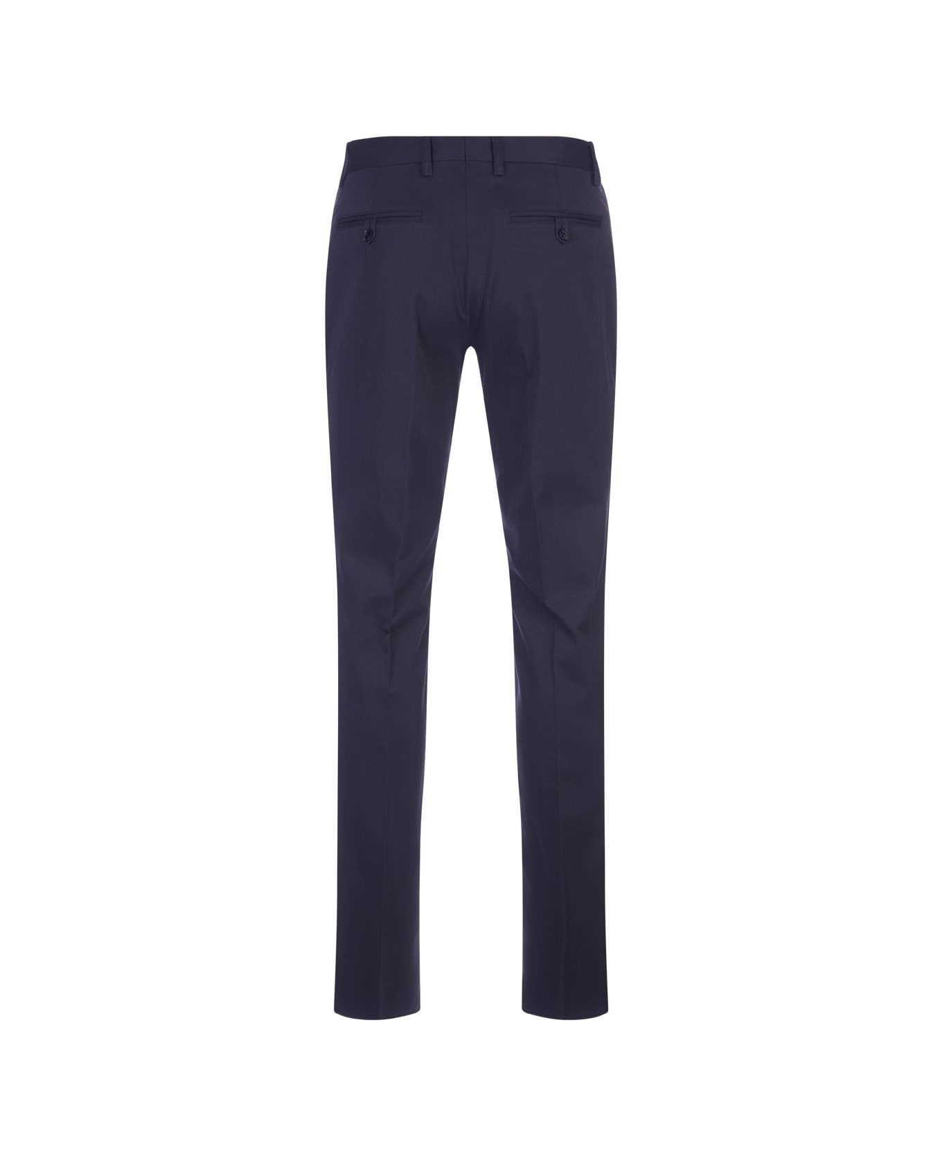 Etro Classic Trousers In Navy Blue Stretch Cotton