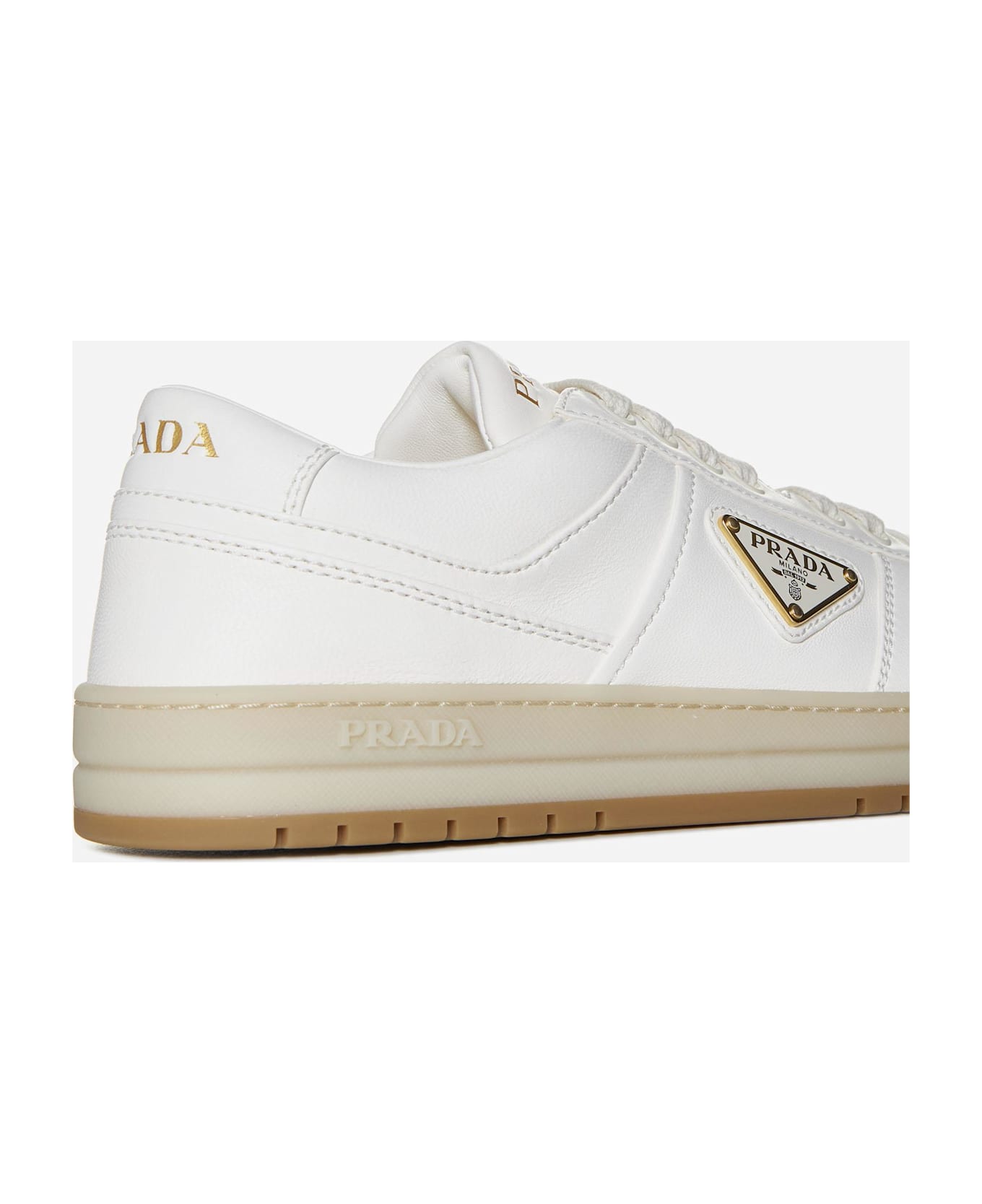 Prada Downtown Leather Sneakers - Avorio