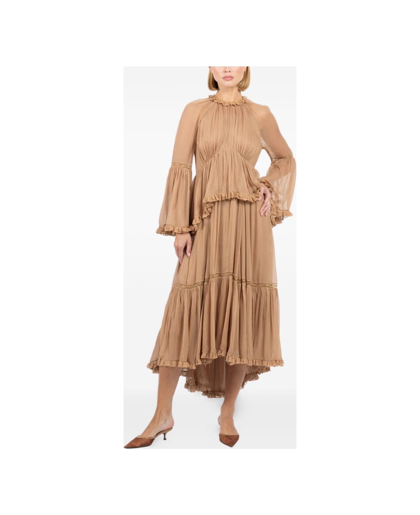 Zimmermann Beige Dress With Ruffles - Beige