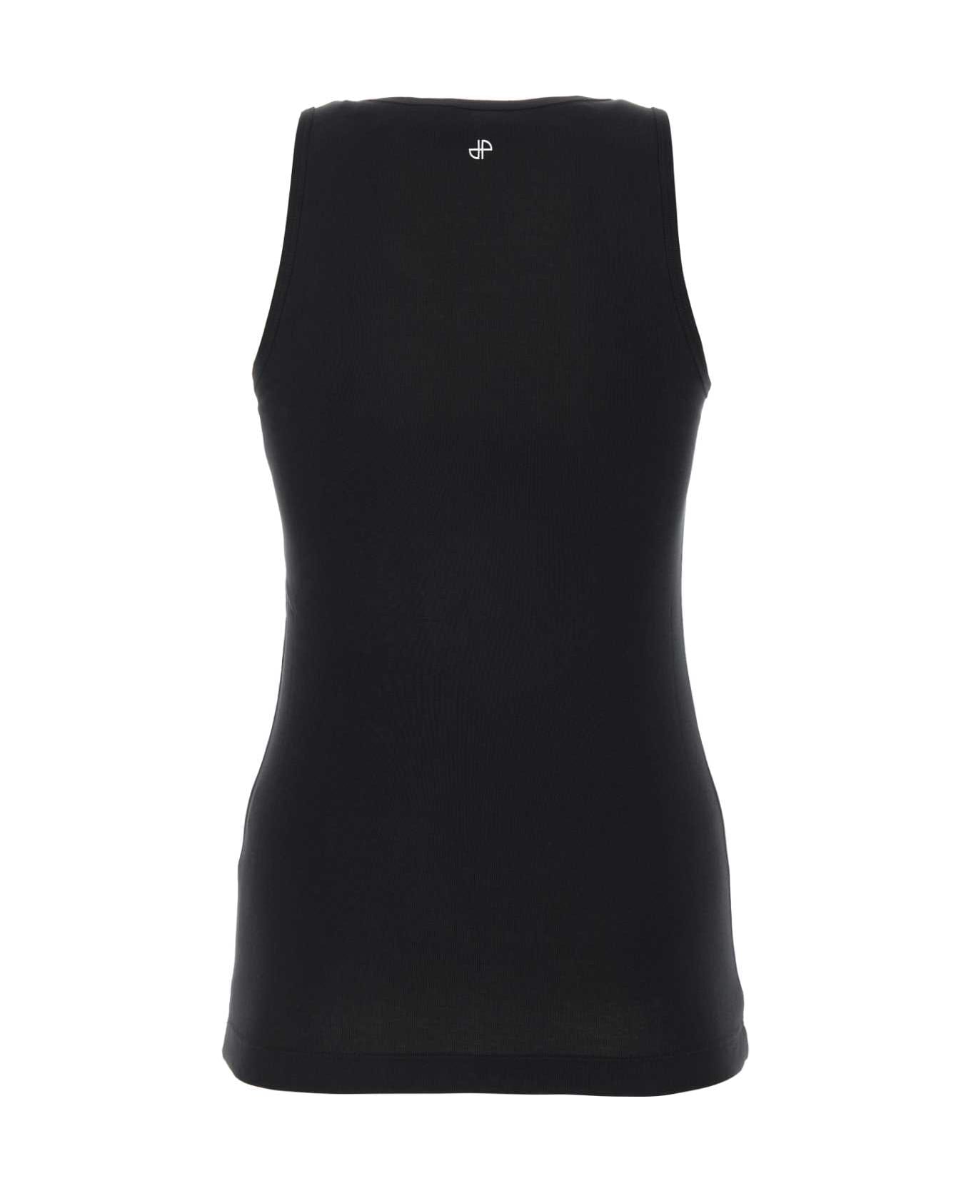 Patou Black Cotton Tank Top - BLACK