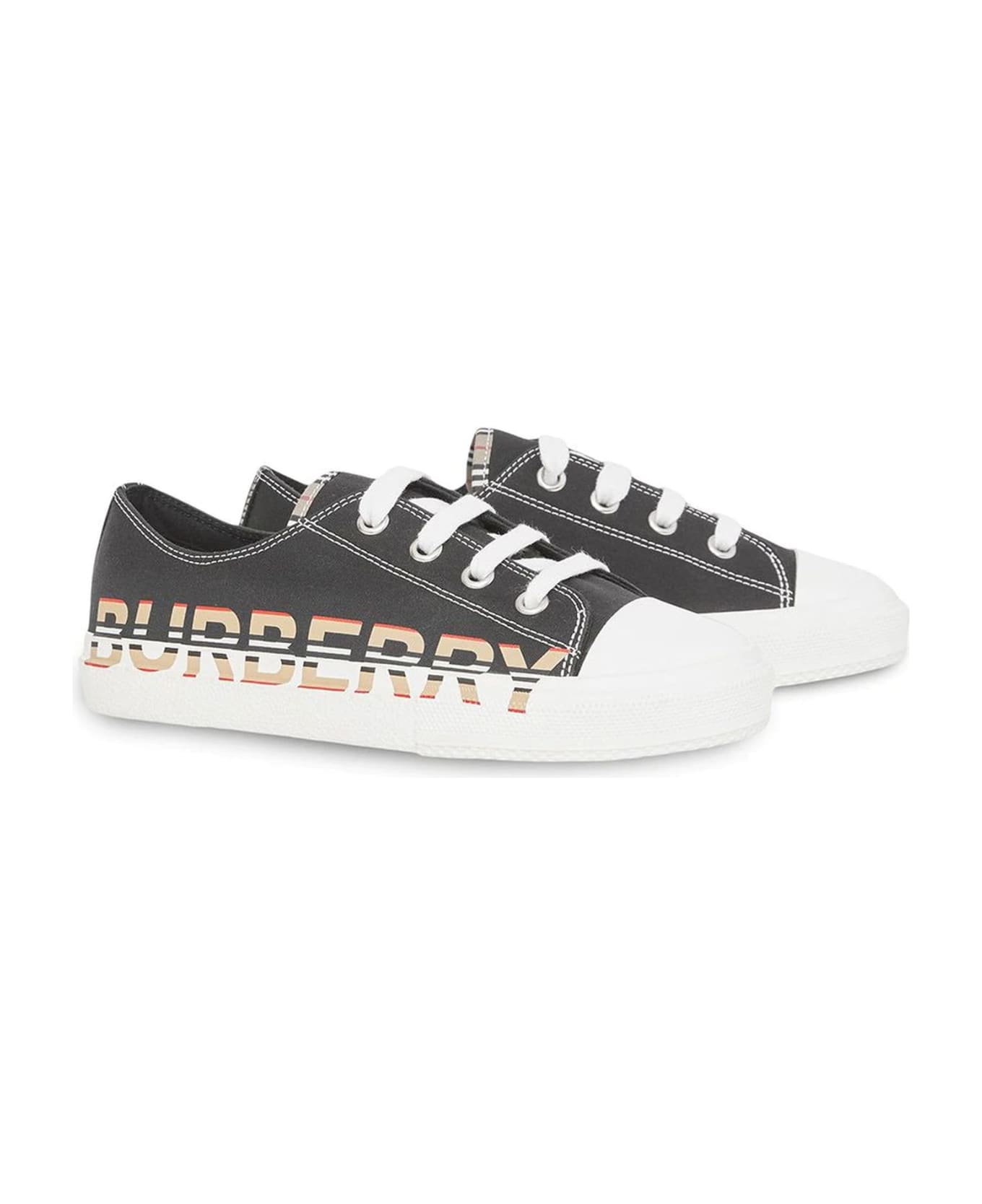 Burberry Black Cotton Sneakers - Nero