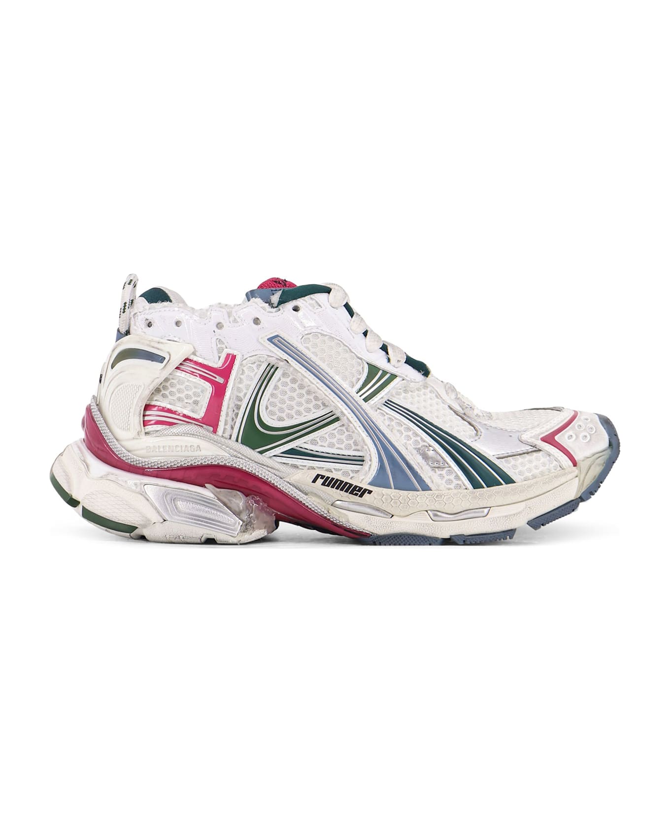 Balenciaga Runner Low-top Mesh Sneakers - WHT/DK GREEN/BLU/PNK