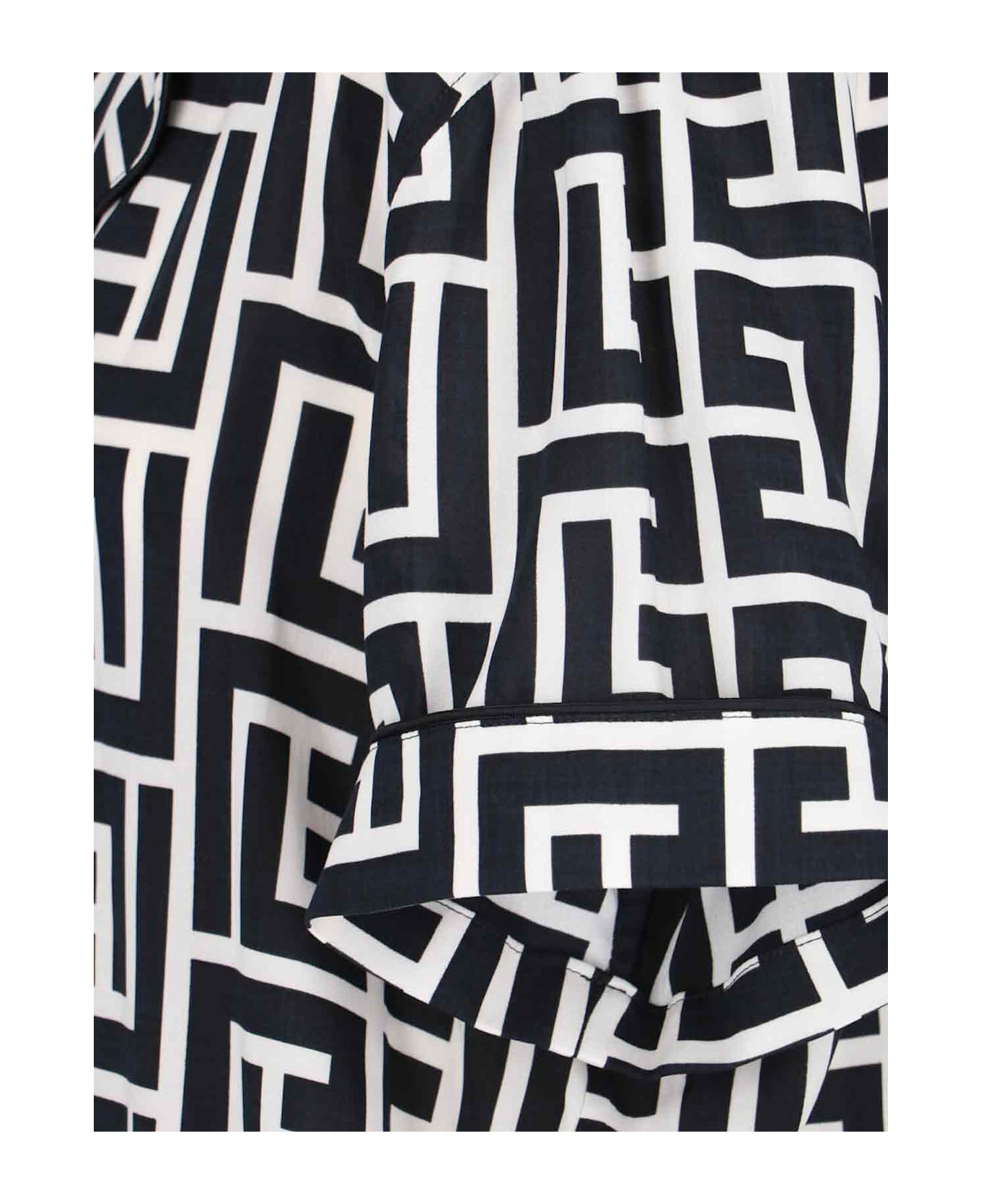 Balmain 'monogram' Printed Shirt - Ivoire/noir