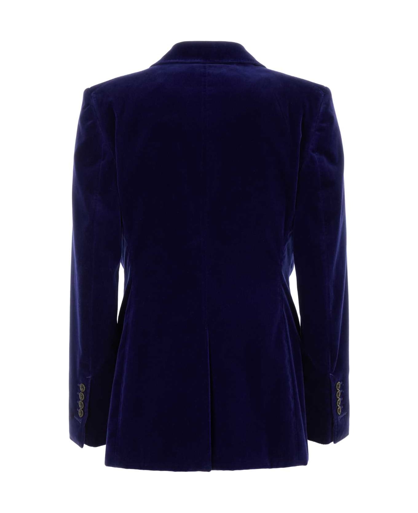Tom Ford Blue Stretch Velvet Blazer - PURPLEBLUE