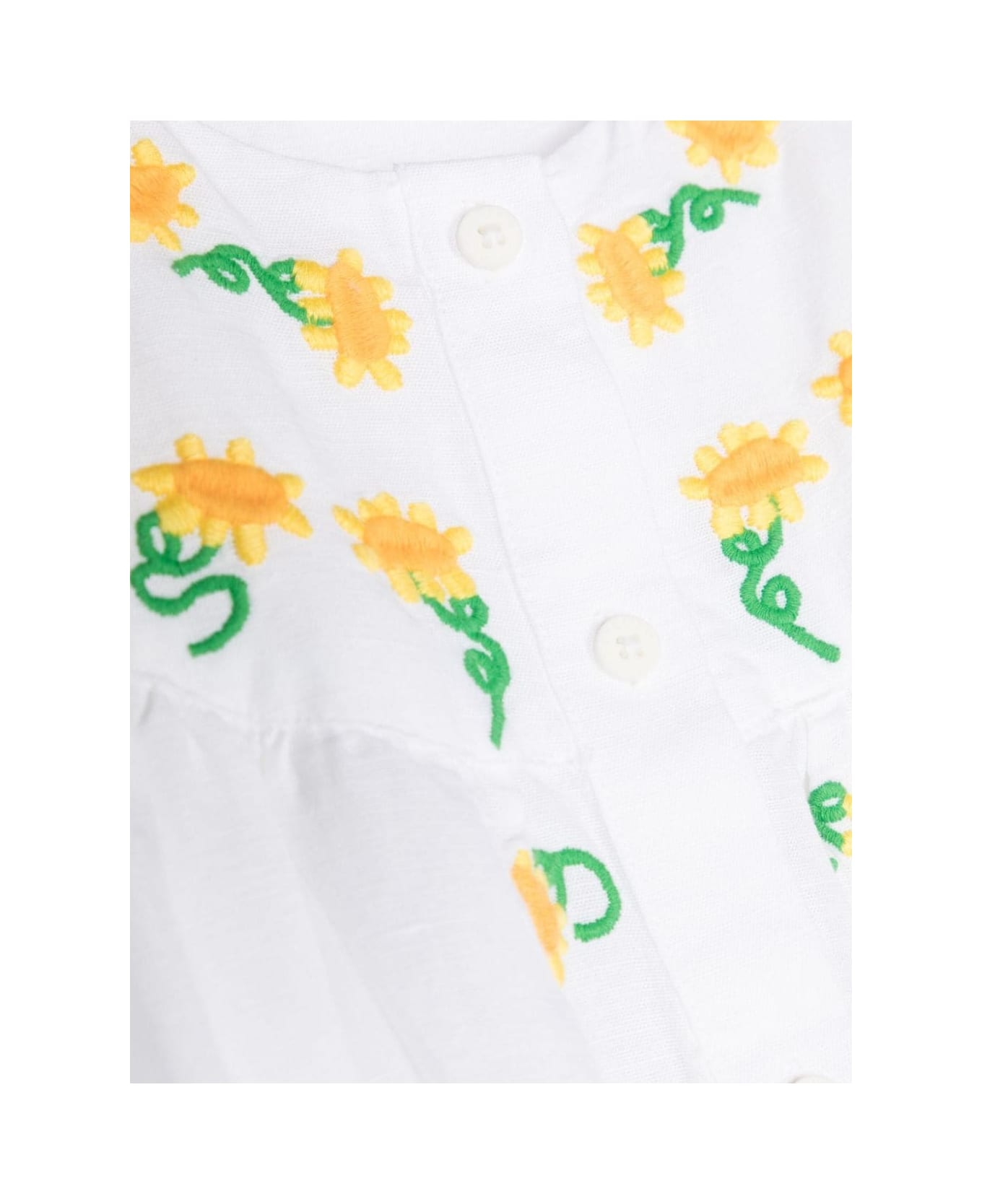 Stella McCartney Kids White Dress With Embroidered Sunflowers - White