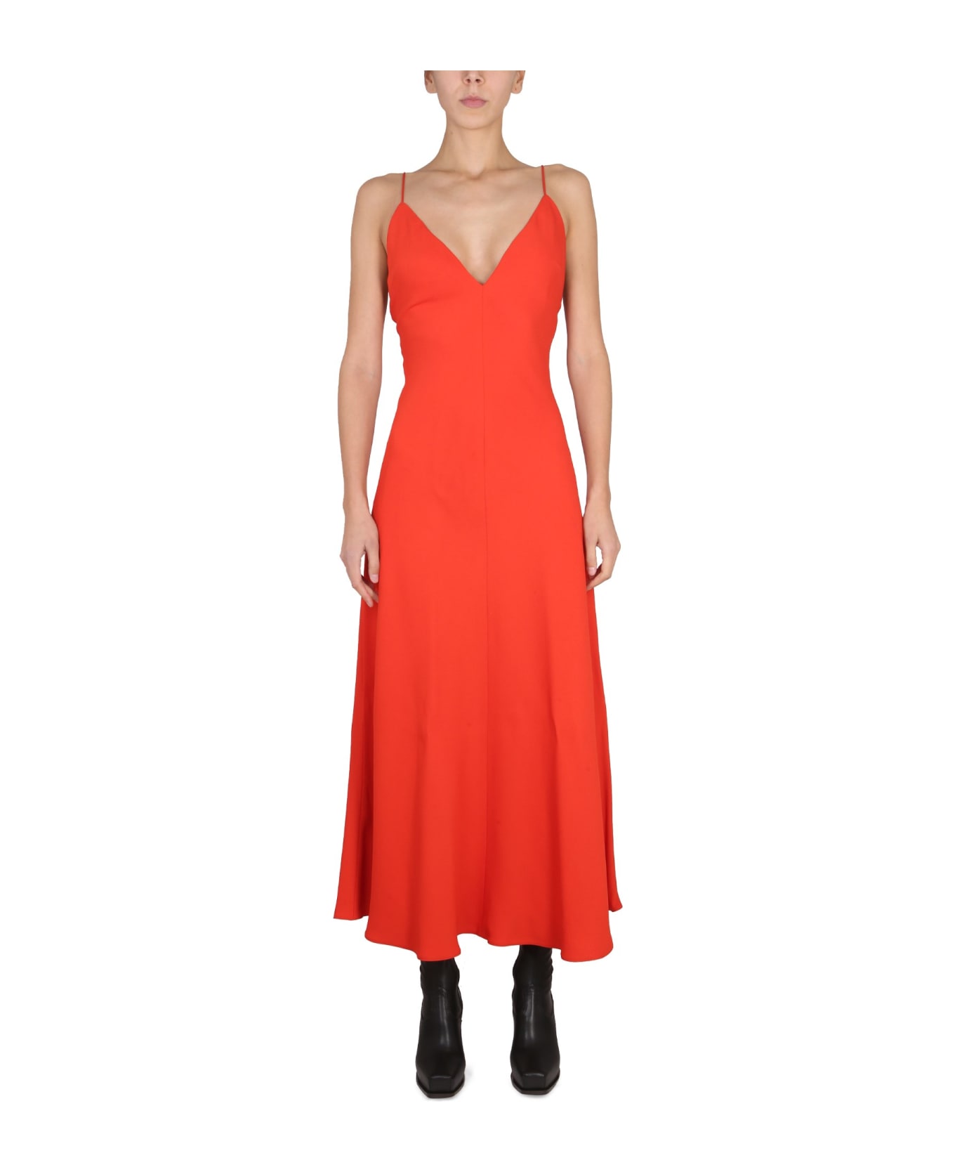 Stella McCartney Maxi V-neck Dress - ROSSO