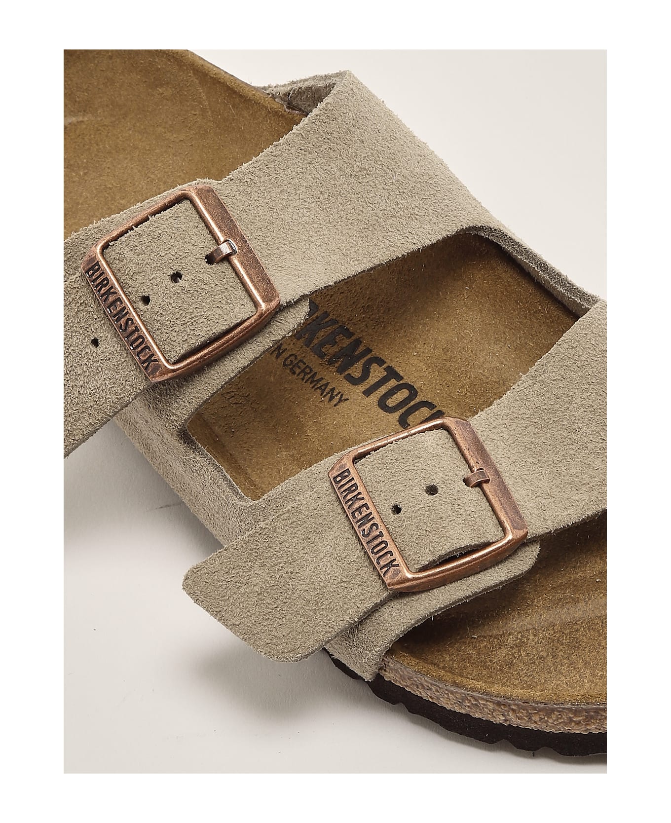 Birkenstock Arizona Taupe Suede Leather Sandal - TORTORA
