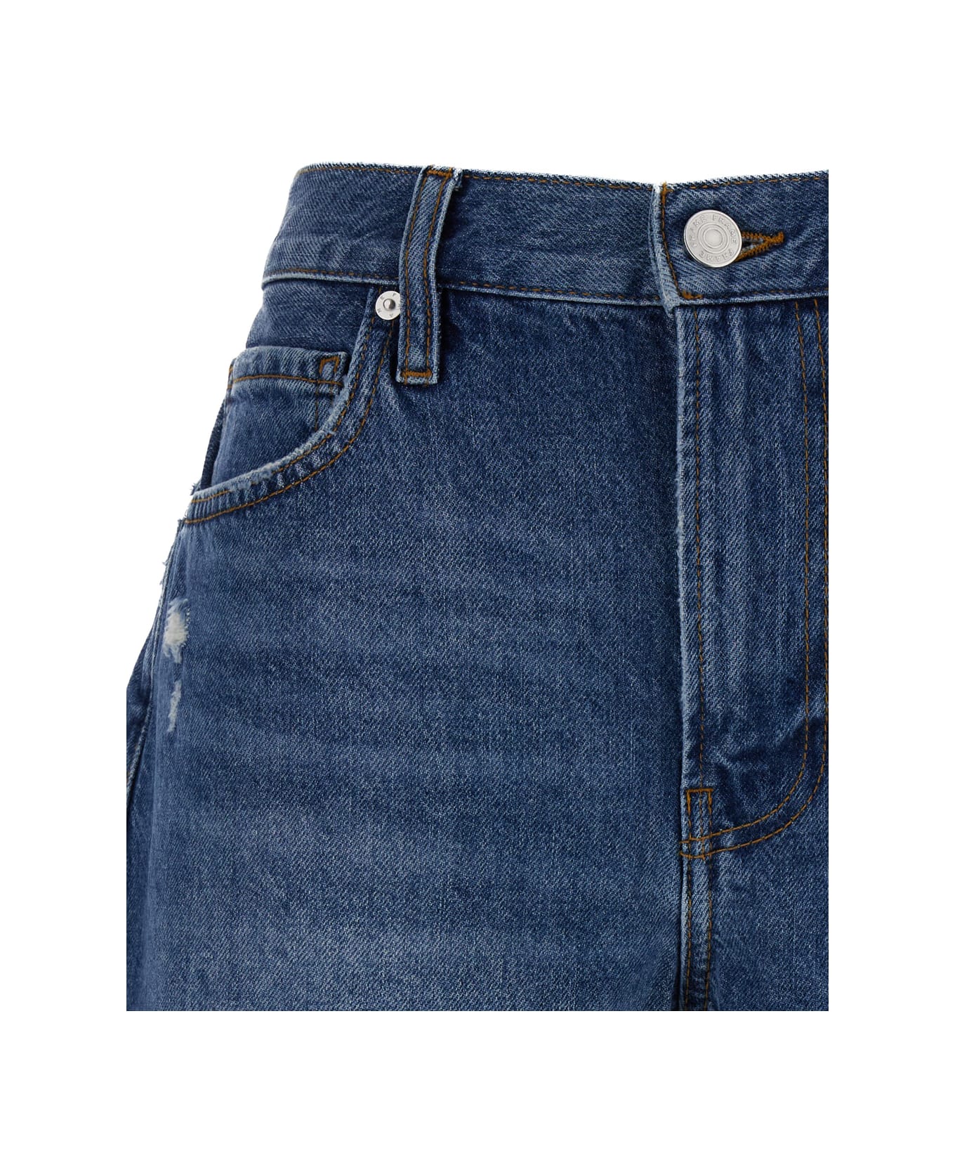Frame Blue High-waisted Bermuda Shorts In Denim Woman - Blu ショートパンツ
