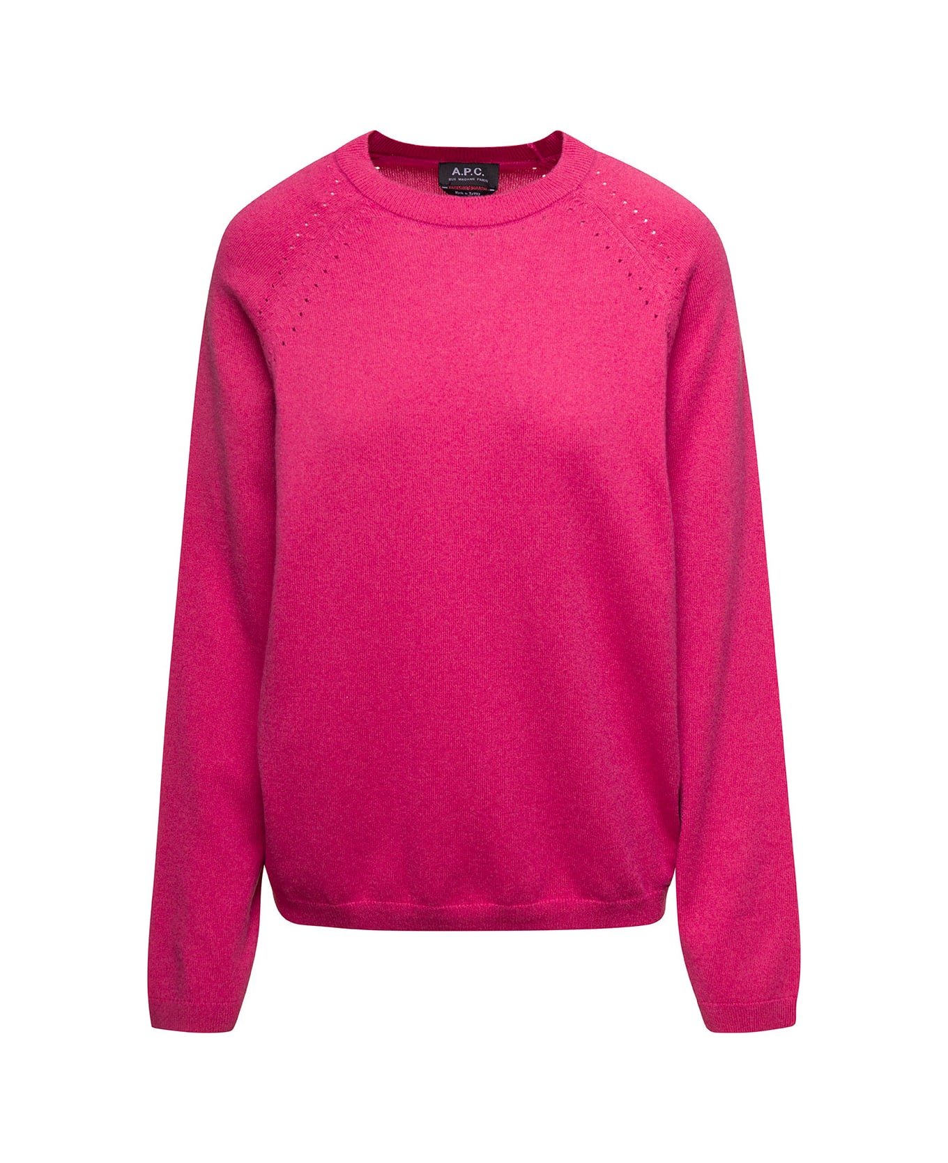 A.P.C. 'rosanna' Fuchsia Crewneck Sweater With Perforated Details In Cotton And Cashmere Woman - Fuxia フリース