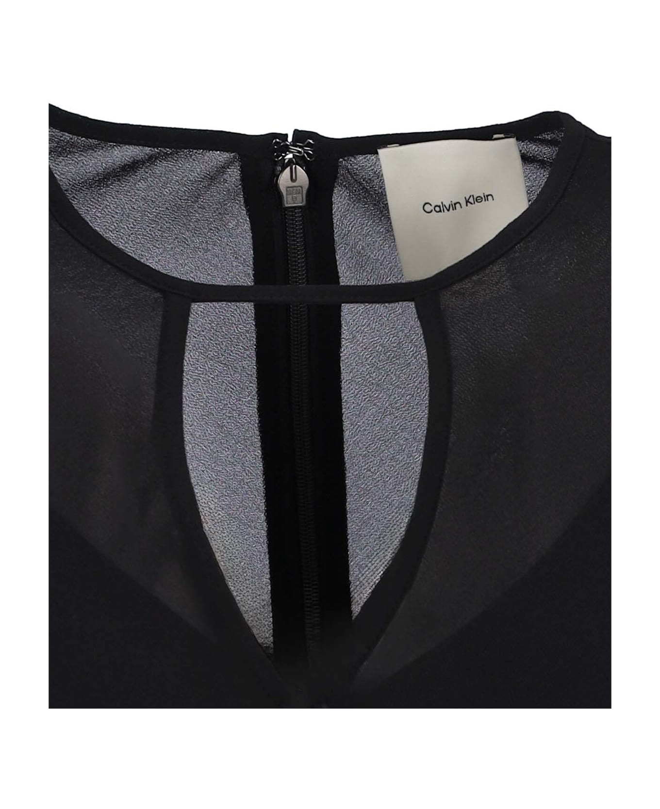 Calvin Klein Semi-transparent Midi Dress - Black  
