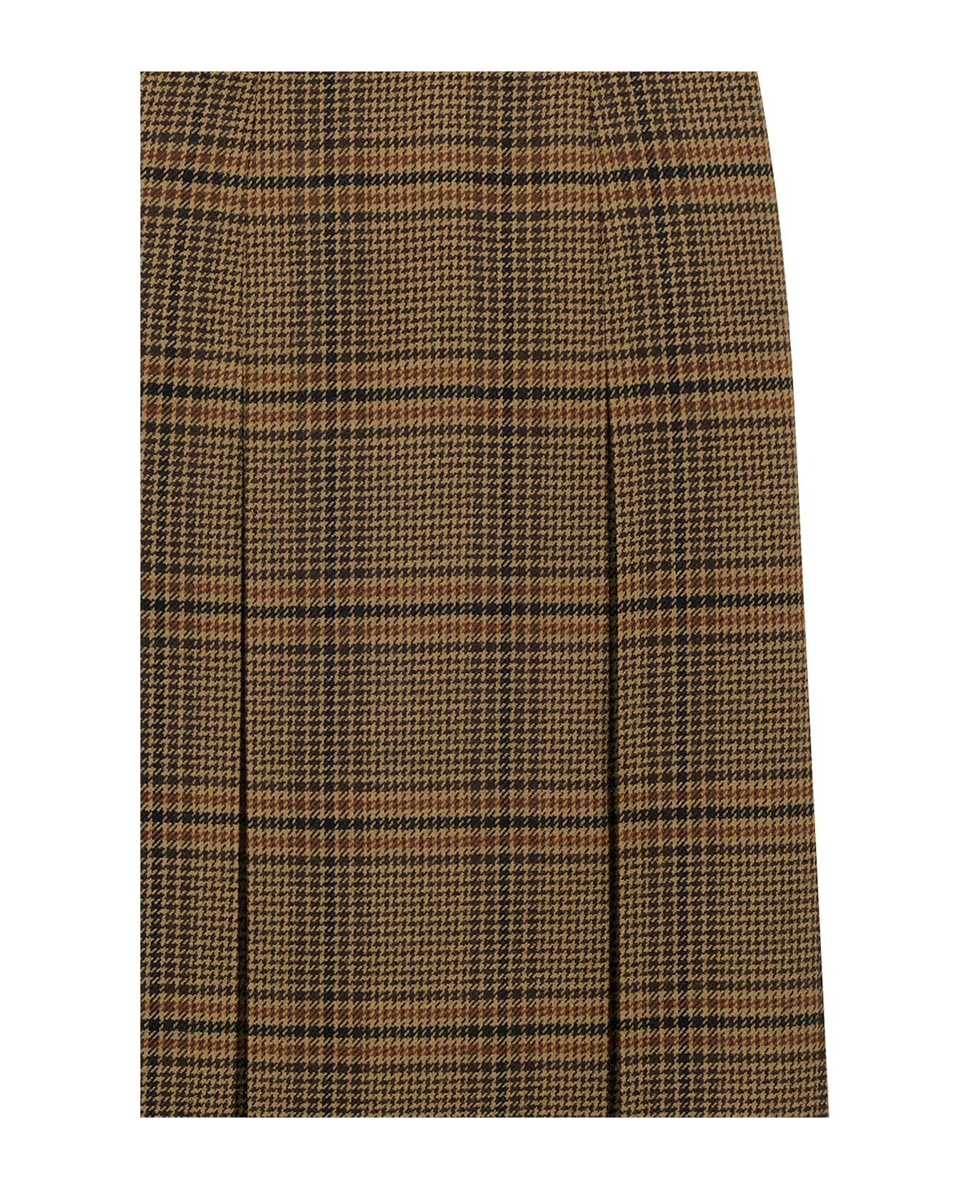Saint Laurent Prince Of Wales Certified Virgin Wool Skirt - MARRON BEIGE ROUX