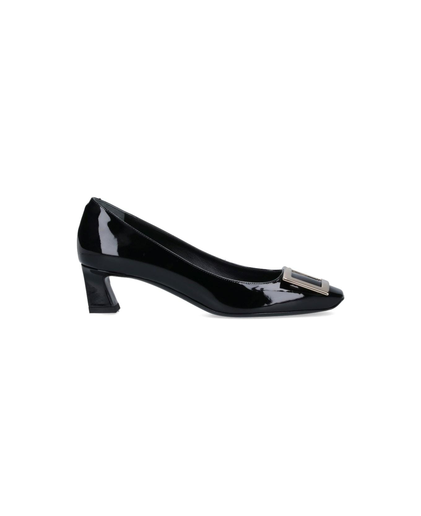 Roger Vivier Trompette Pumps In Patent Leather With Metal Buckle - Black