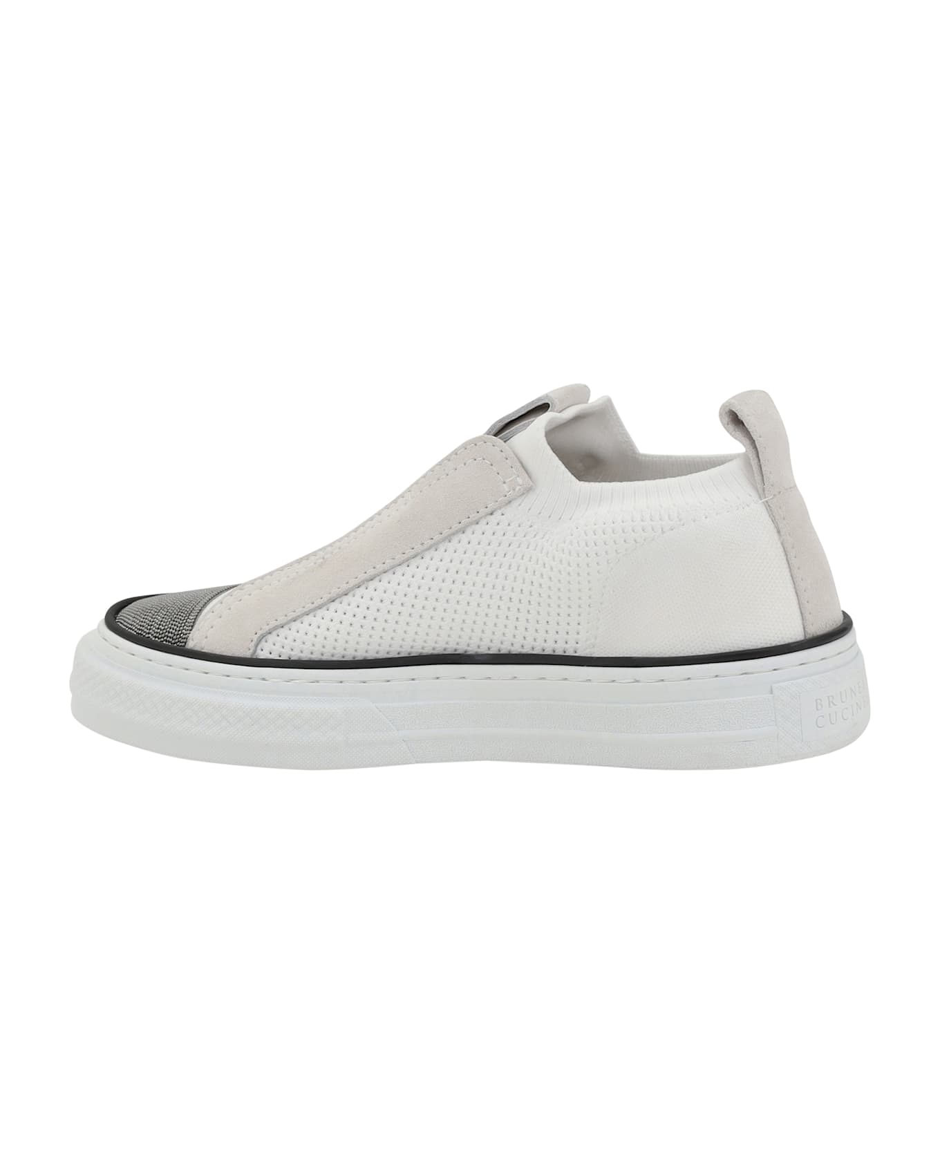 Brunello Cucinelli Knitted Slip-on Sneakers With Suede Details And Precious Toe - Blu