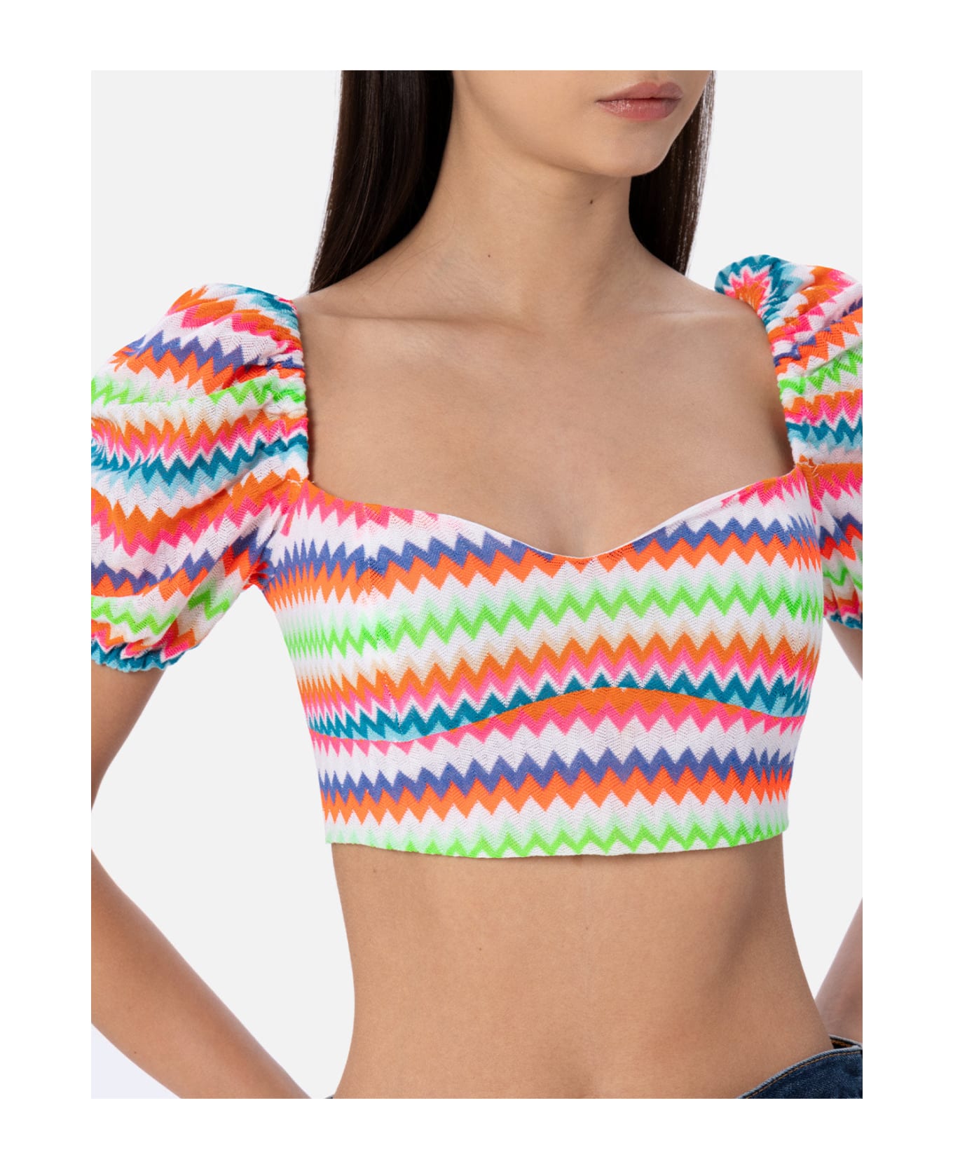 MC2 Saint Barth Woman Raschel Knit Cropped Top - MULTICOLOR