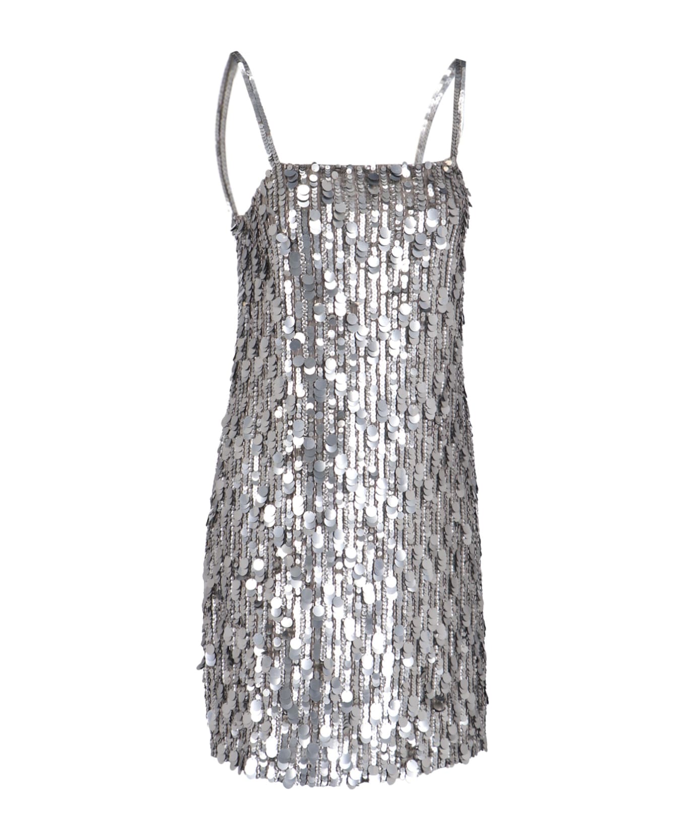 Parosh 'full Paillettes' Midi Dress - Silver